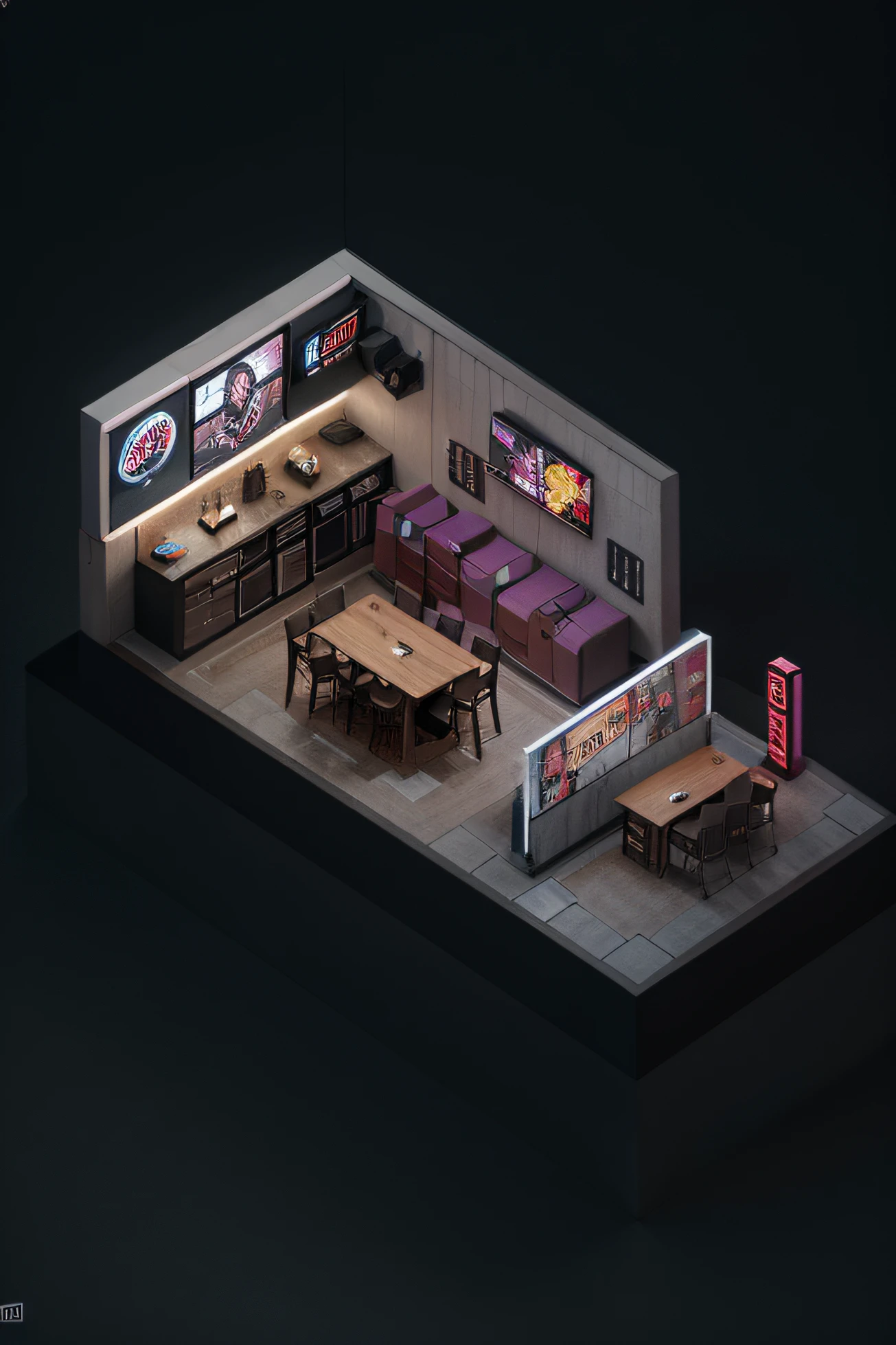 Isometric, overlooking 45 degrees,  SLG game building, single building, ktv nightclub, gray background, concept art, Octane rendering