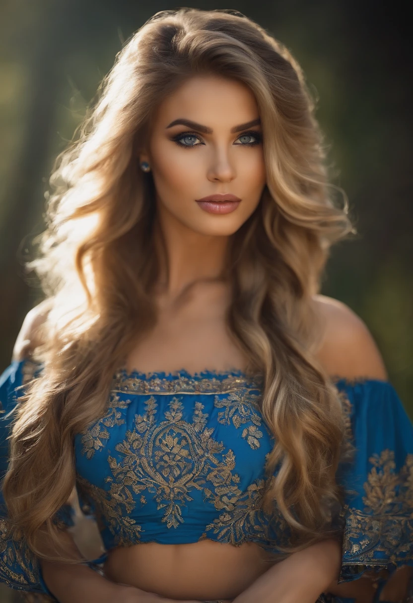 Mujer cabello rubio ojos azules Anne Marie,Actitud de chica mala