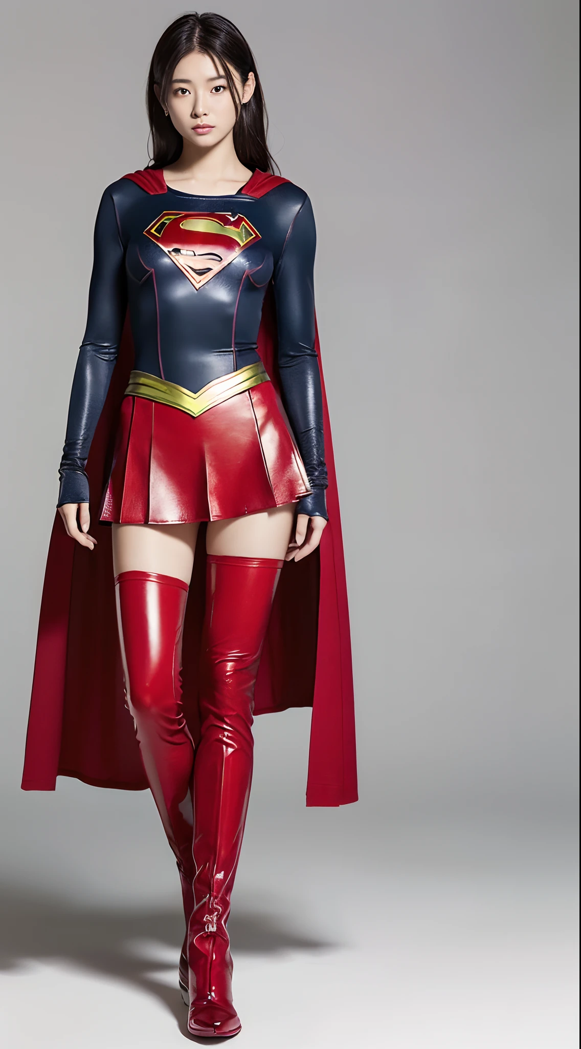 japanes、Cute Beautiful Girl、(((Wear black tights on your beautiful legs.)))、(((beauty legs)))、(((Painful look)))、((((Make the most of the original image)))、(((Supergirl Costume)))、(((beautiful hairl)))、(((Injured)))、(((Feet must necessarily be worn with black tights)))、(((You need to wear red boots)))、((Top image quality、8K))、((top-quality、8K、​masterpiece:1.3))、(((Keep your background simple)))、Crisp focus:1.2、Beautiful woman with perfect body shape:1.4、Slender Abs:1.2、a wet body:1.5、Highly detailed facial and skin texture、8K、Keep your background simple