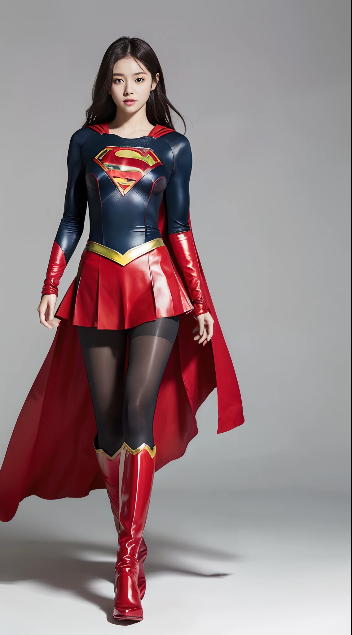 japanes、Cute Beautiful Girl、(((Wear black tights on your beautiful legs.)))、(((beauty legs)))、(((Painful look)))、((((Make the most of the original image)))、(((Supergirl Costume)))、(((beautiful hairl)))、(((Injured)))、(((Feet must necessarily be worn with black tights)))、(((You need to wear red boots)))、((Top image quality、8K))、((top-quality、8K、​masterpiece:1.3))、(((Keep your background simple)))、Crisp focus:1.2、Beautiful woman with perfect body shape:1.4、Slender Abs:1.2、a wet body:1.5、Highly detailed facial and skin texture、8K、Keep your background simple