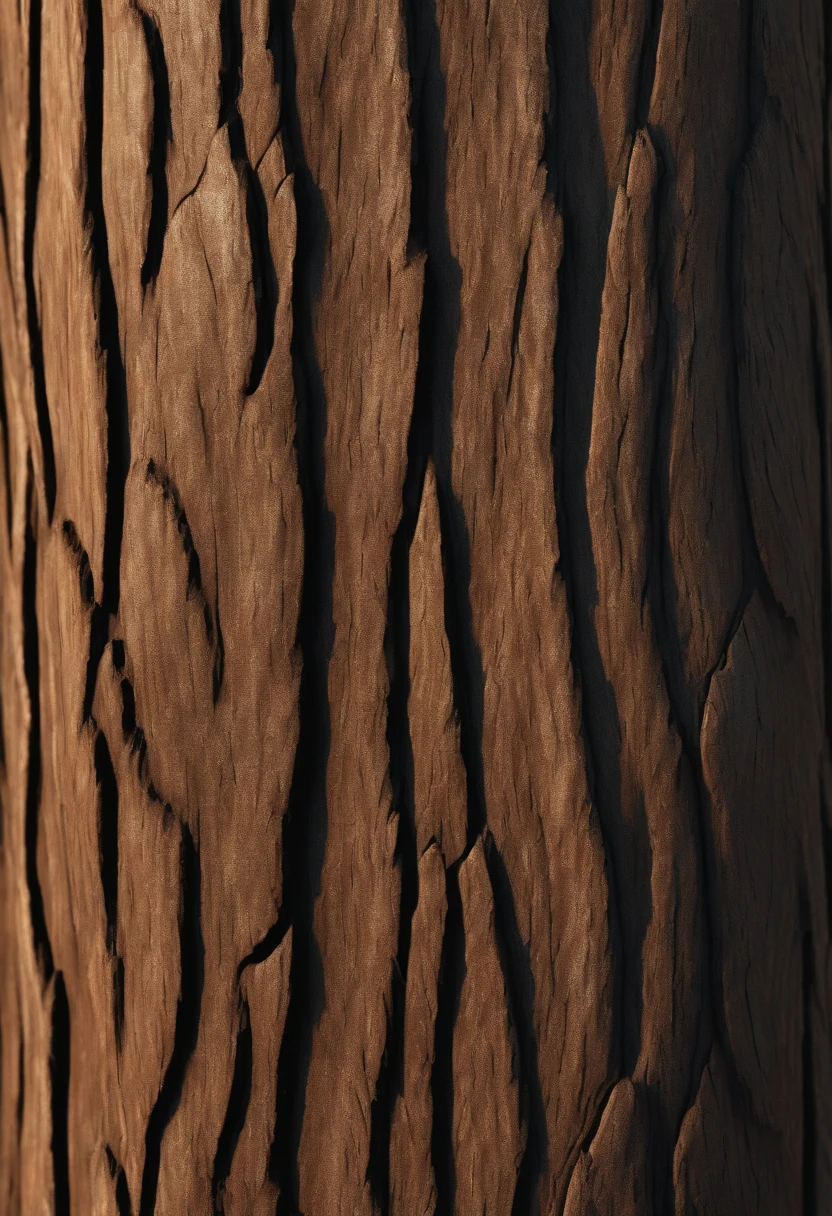 stylized texture of dark brown bark of a tree, the bark has deep grooves and lines that create a contrast. very detailed texture digital painting, uniform soft lighting, hand painted textures . Seamless, tillable,