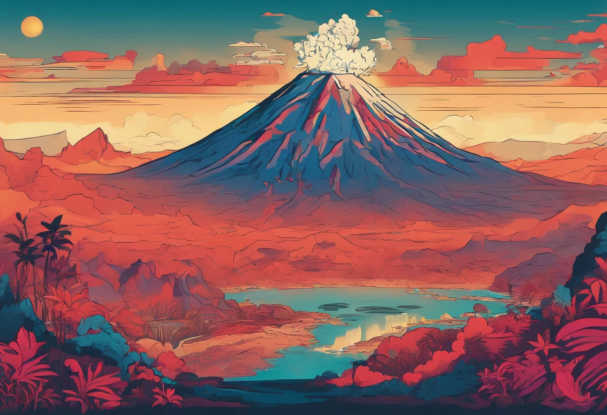 In a breathtaking display of raw natural beauty, a majestic volcano stands towering in a lush and vibrant landscape, symbolizing the incredible power of self-healing and regeneration. Earth's astonishing ability to repair itself is depicted in a visually stunning scene, where a volcanic eruption gives birth to new life and flourishing ecosystems. As lava flows down the mountain, it transforms barren land into fertile ground, nurturing new forests and promising a bright future for the diverse flora and fauna. The volcano emanates an ethereal glow, showcasing the essence of renewal, healing, and rebirth that our planet embodies.