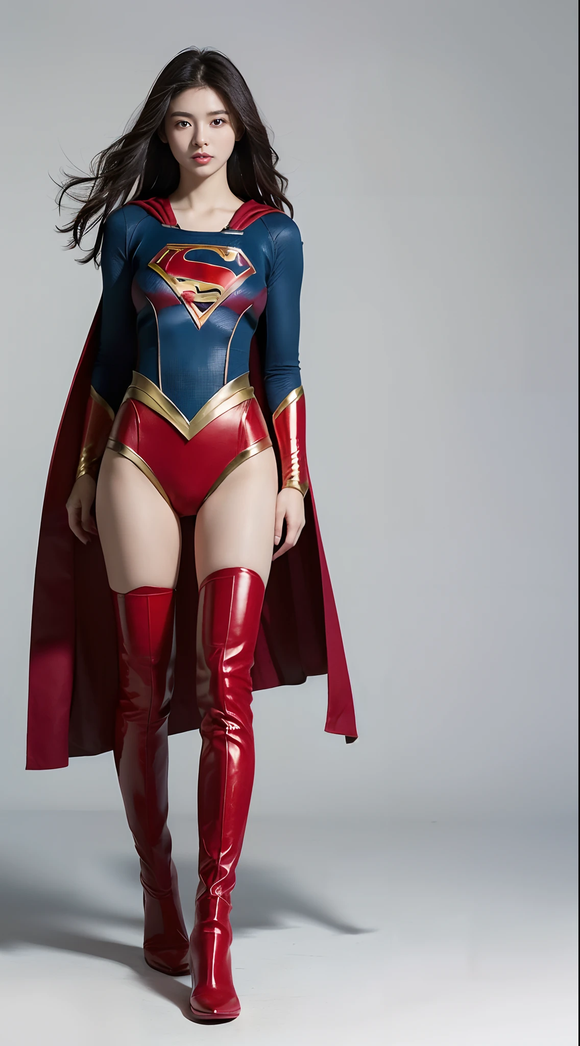 Beautiful girl fighting、japanes、Cute Beautiful Girl、(((Wear black tights on your beautiful legs.)))、(((beauty legs)))、(((Open thighs)))、((((Make the most of the original image)))、(((Supergirl Costume)))、(((Beautiful hair in a short cut)))、(((Injured)))、(((Feet must necessarily be worn with black tights)))、(((You need to wear red boots)))、((Top image quality、8K))、((top-quality、8K、masterpiece:1.3))、(((Keep your background simple)))、Crisp focus:1.2、Beautiful woman with perfect body shape:1.4、Slender Abs:1.2、a wet body:1.5、Highly detailed facial and skin texture、8K、Keep your background simple