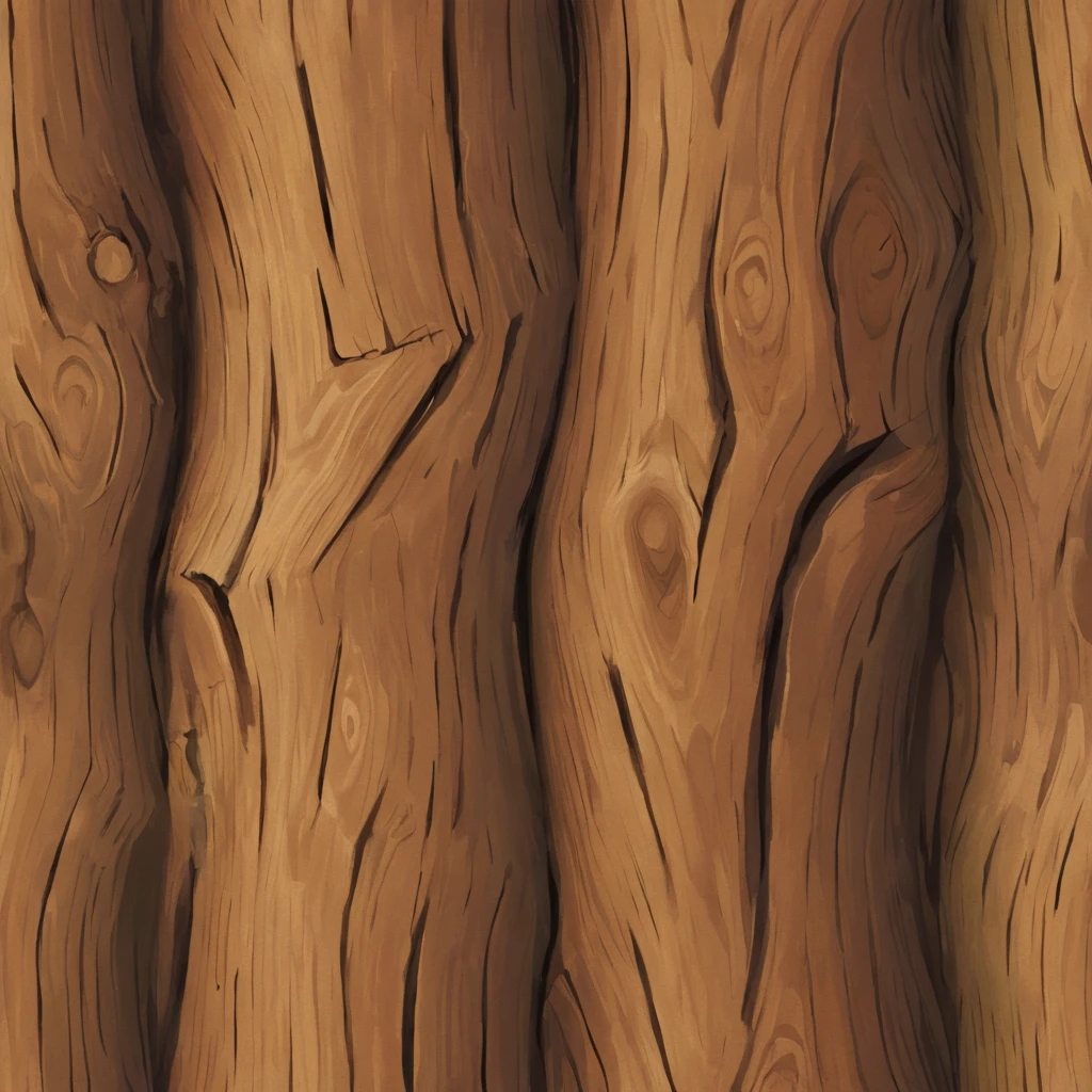 stylized texture of dark brown bark of a tree, the bark has deep grooves and lines that create a contrast. very detailed texture digital painting, uniform soft lighting, hand painted textures . Seamless, tillable, close up of a painting of tree bark, in the style of the World of Warcraft and Hearthstone the Blizzard games