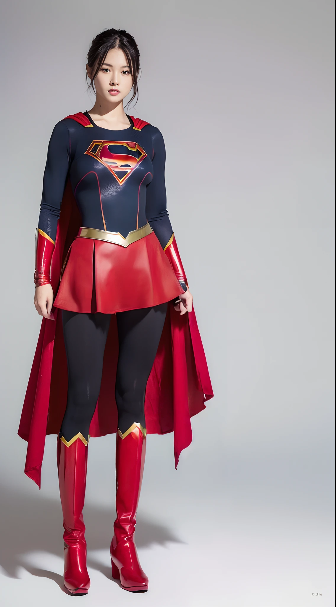 Beautiful girl fighting、japanes、Cute Beautiful Girl、(((Wear black tights on your beautiful legs.)))、(((beauty legs)))、(((Painful look)))、((((Make the most of the original image)))、(((Supergirl Costume)))、(((beautiful hairl)))、(((Injured)))、(((Feet must necessarily be worn with black tights)))、(((You need to wear red boots)))、((Top image quality、8K))、((top-quality、8K、masterpiece:1.3))、(((Keep your background simple)))、Crisp focus:1.2、Beautiful woman with perfect body shape:1.4、Slender Abs:1.2、a wet body:1.5、Highly detailed facial and skin texture、8K、Keep your background simple