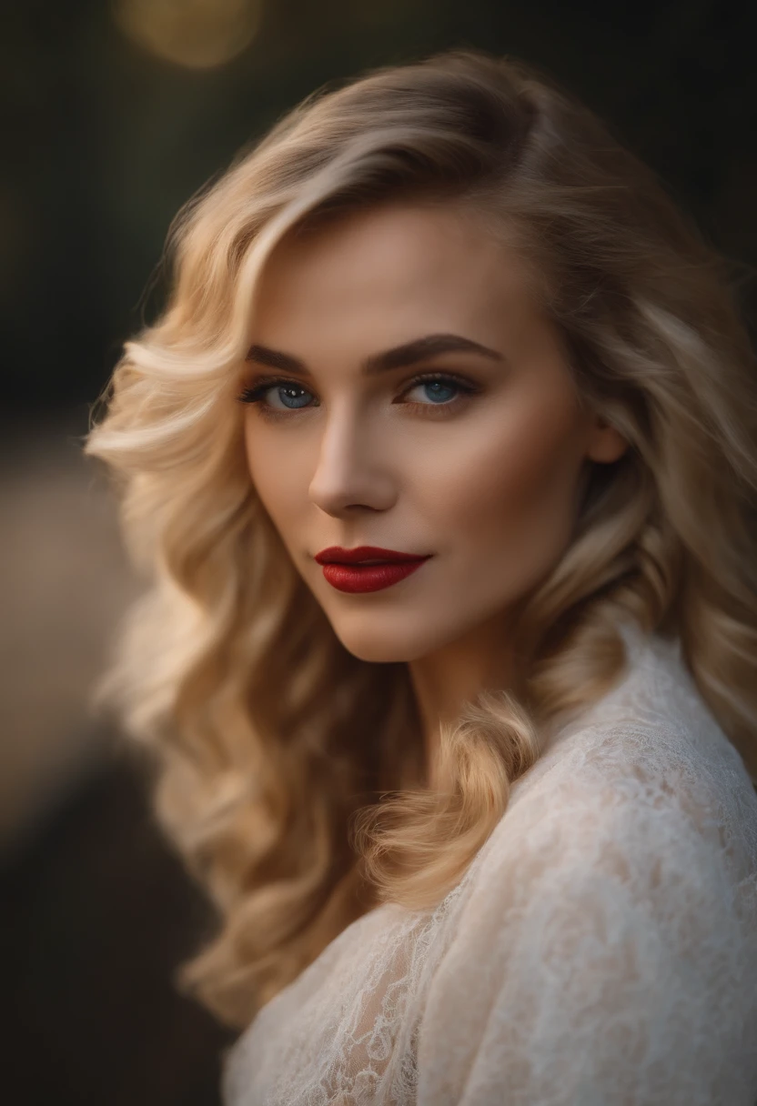 W pełni afgowana kobieta, seksowna dziewczyna z niebieskimi oczami, ultrareaborowa, skrupulatnie szczegółowa, portretowe błoto sophie, blond włosy i duże oczy, selfie młodej kobiety, oczy w sypialni, fioletowe miery,  naturalny makijaż, patrząc bezpośrednio na kamerę, twarz z artgramem, subtelny makijaż, oszałamiające pełne ciało, ułożone w łóżko, w sypialni, naga