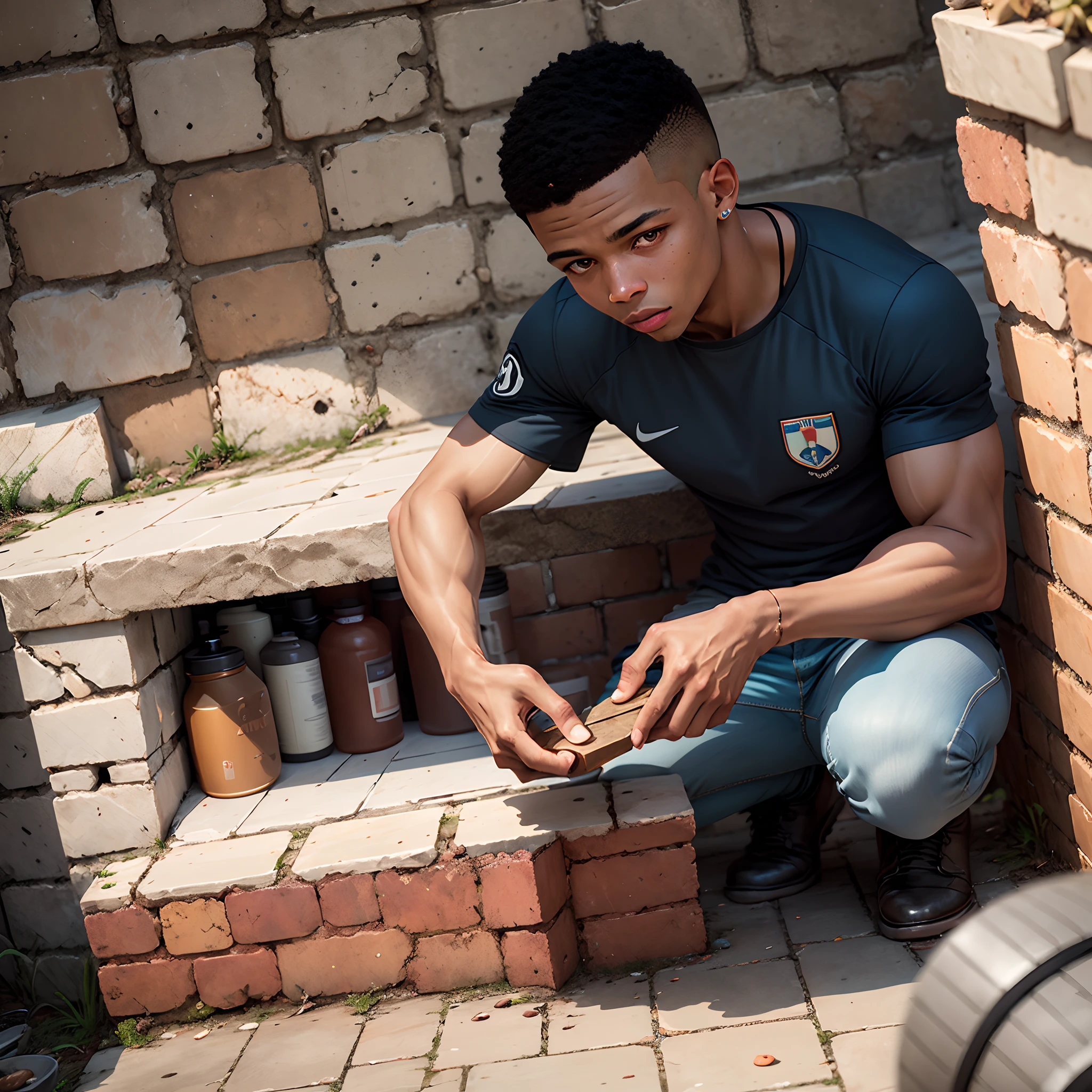 Kylian Mbappé working in masonry