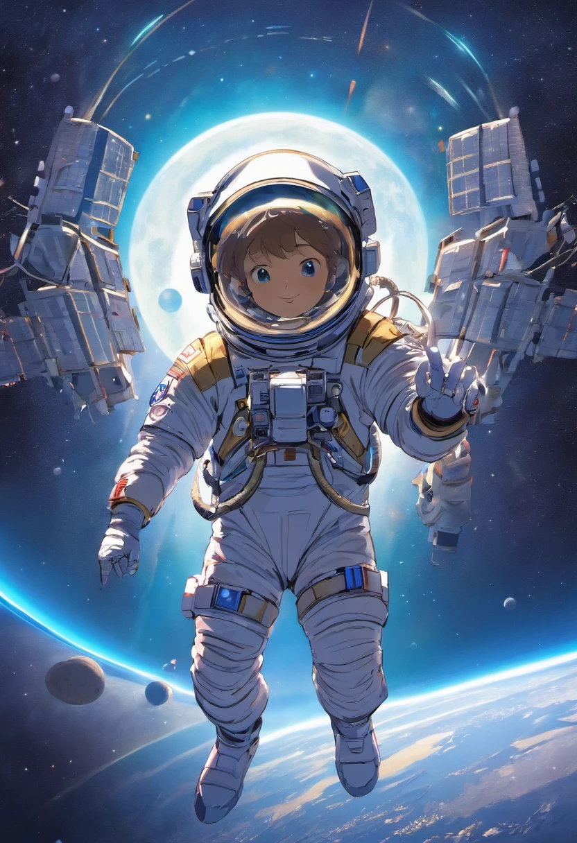 1 astronauta, casco, traje espacial, (flotando en gravedad cero:1.2), Tierra, luna, Estrellas, nave espacial, (Refleja la luz solar:0.8), milky way, (galaxias distantes:1.3), Lunas, Lanzamiento de cohetes, (gas de escape:0.9), Space Station, (Cosmic Background Radiation:1.1), Caminata espacial, (Atado a una nave espacial:1.4), (Satellite Repair:1.2), (Weightless environment:0.7), (Communication Equipment:0.8), (Explora nuevos planetas:1.3), (Recoger muestras:1.1), sistema solar, (Reflejo de un astronauta en una visera:0.9), (International Space Station:1.2), (La perspectiva de un astronauta:1.3), (Re-entry into the atmosphere:1.4), (International cooperation:1.2), (Vista desde el interior de la nave espacial:0.8), (Entrenamiento de astronautas:1.1), (alunizaje:1.3), (Caminatas espaciales en caminatas espaciales):1.2), (Explorador lunar:1.1), (Explora lo desconocido:1.4), (La sombra de un astronauta en la superficie de la luna:0.9), (Herramienta flotante:0.8), (Majestic globe landscape:1.3), (Viajes interestelares:1.2), (Insignia de astronauta:0.8), (Control de naves espaciales:1.1), (Celestial Navigation:1.3), (El visor del astronauta refleja la Tierra:1.2), (Viajes espaciales:1.4), (La caminata espacial de los astronautas estaba atada a la nave espacial:1.5).