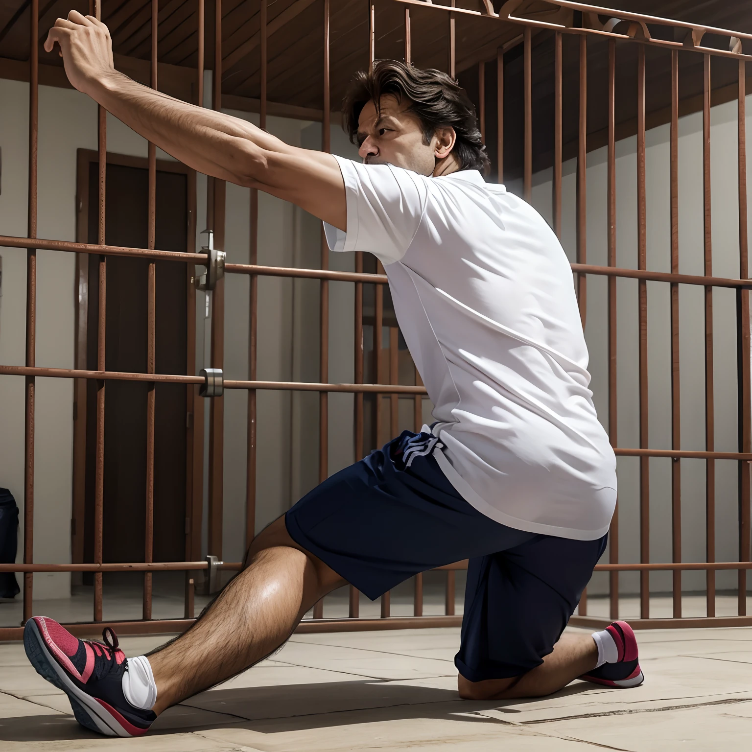 Imran Khan in jail, exercising,