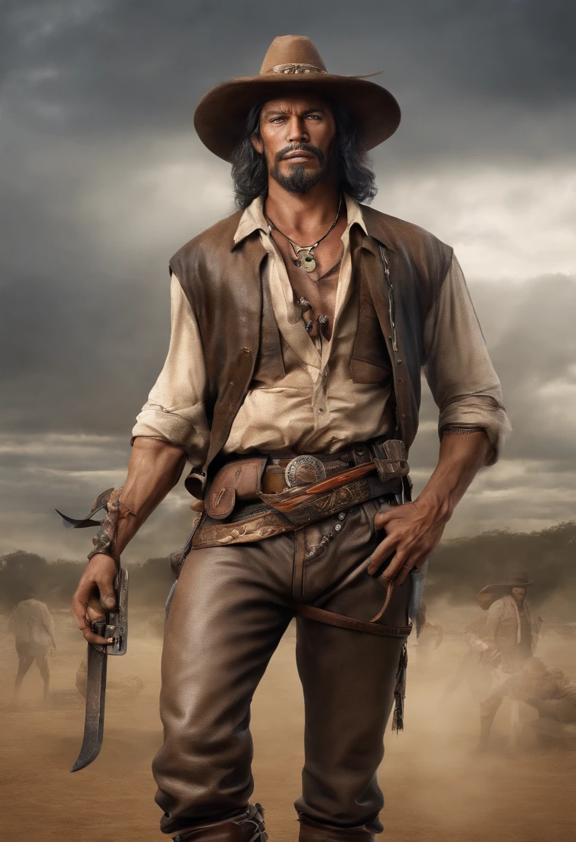 brasileiro, nativo gaucho, Hook, velho , Wide pants , cinta larga, bota de couro, espada