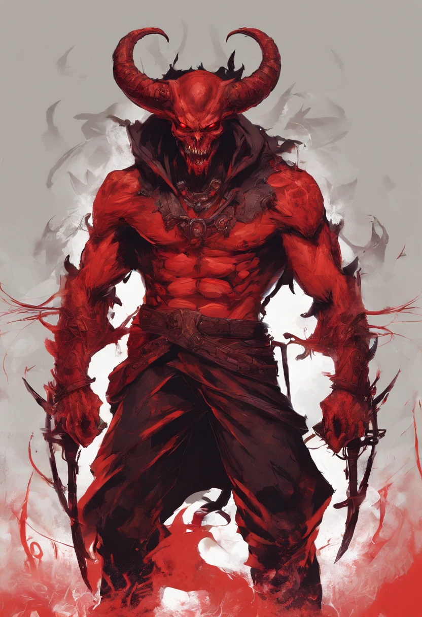 Red skinned demon three fingers prehensile tail gunslinger azazel stylish