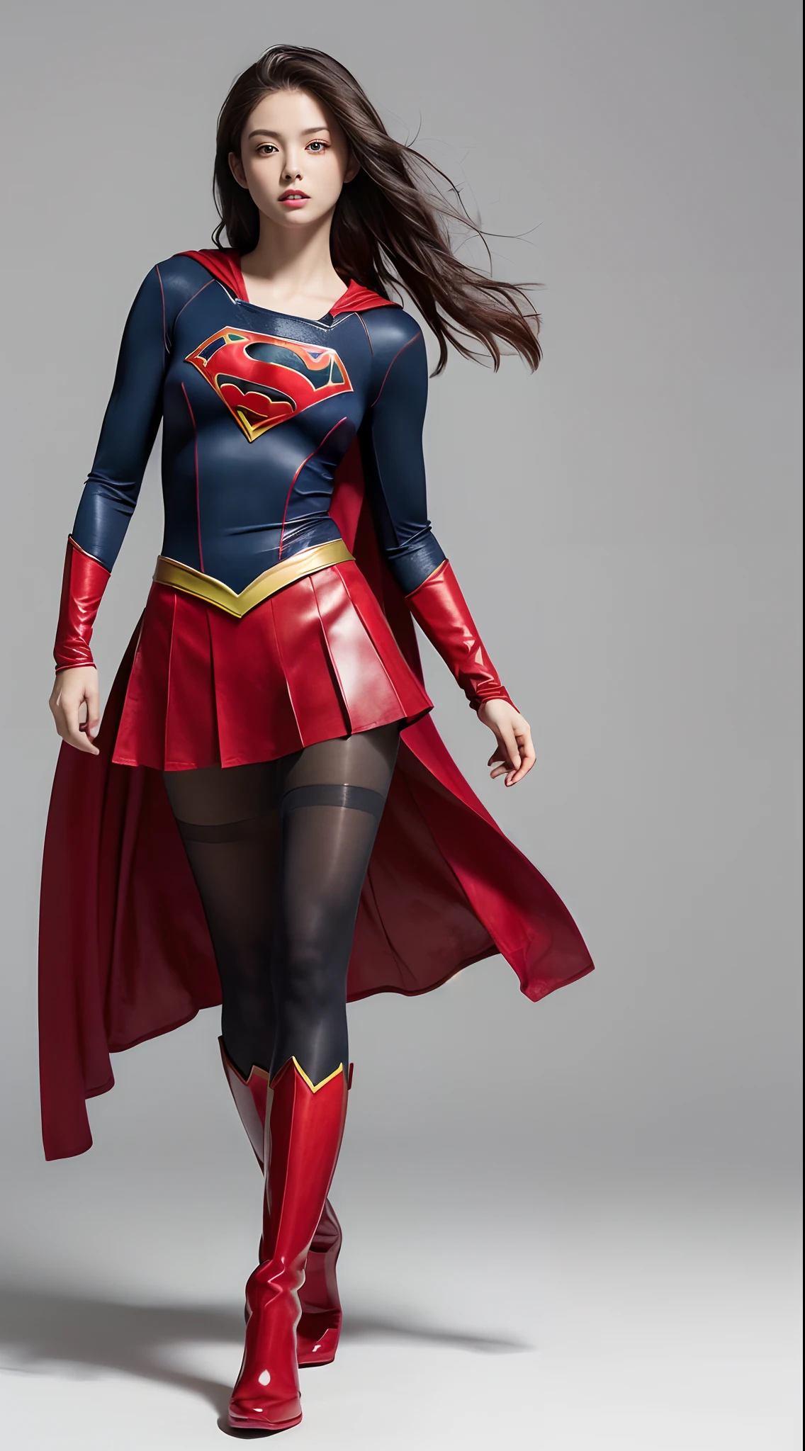 Beautiful girl fighting、japanes、Cute Beautiful Girl、(((Wear black tights on your beautiful legs.)))、(((beauty legs)))、(((Painful look)))、((((Make the most of the original image)))、(((Supergirl Costume)))、(((beautiful hairl)))、(((Injured)))、(((Feet must necessarily be worn with black tights)))、(((You need to wear red boots)))、((Top image quality、8K))、((top-quality、8K、​masterpiece:1.3))、(((Keep your background simple)))、Crisp focus:1.2、Beautiful woman with perfect body shape:1.4、Slender Abs:1.2、a wet body:1.5、Highly detailed facial and skin texture、8K、Keep your background simple