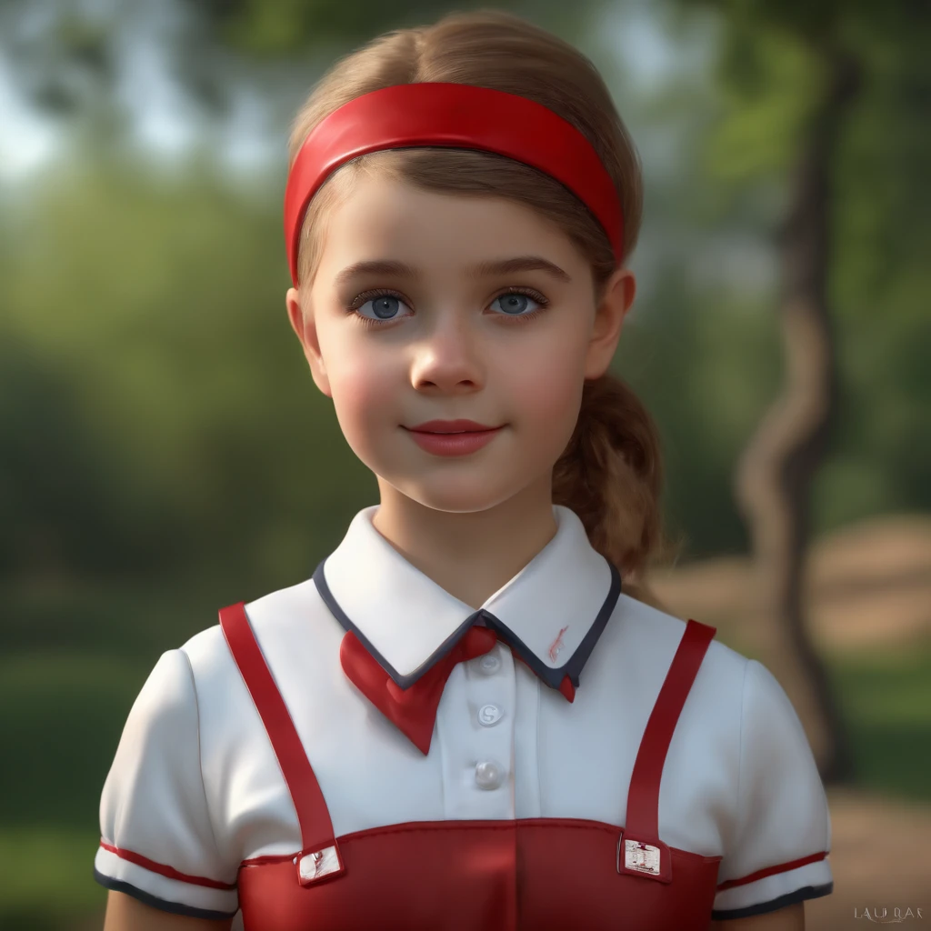 (best quality,4k,8k,highres,masterpiece:1.2),ultra-detailed,(realistic,photorealistic,photo-realistic:1.37),illustration,oil painting,latex,rubber,school uniform,1girl,solo,Laura:rubber_version1:1,red headband