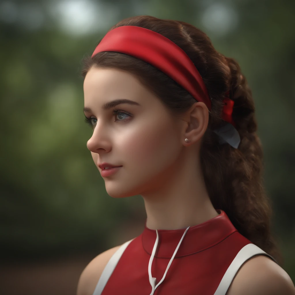 (best quality,4k,8k,highres,masterpiece:1.2),ultra-detailed,(realistic,photorealistic,photo-realistic:1.37),illustration,oil painting,latex,rubber,school uniform,1girl,solo,Laura:rubber_version1:1,red headband