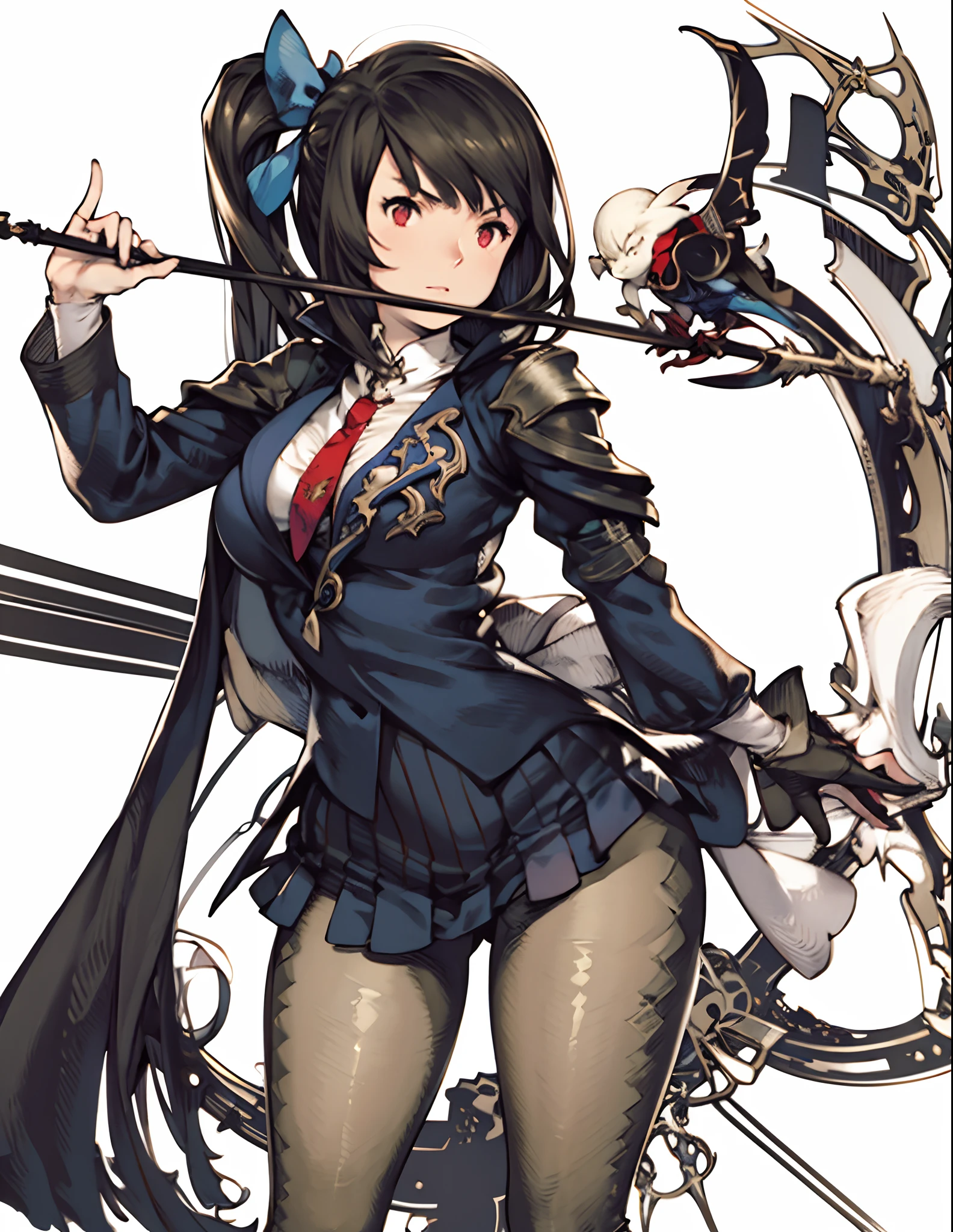 yoshida akihiko, 1girl, bravely default: flying fairy, bravely default \(series\), Nier, final fantasy, red eyes, bow