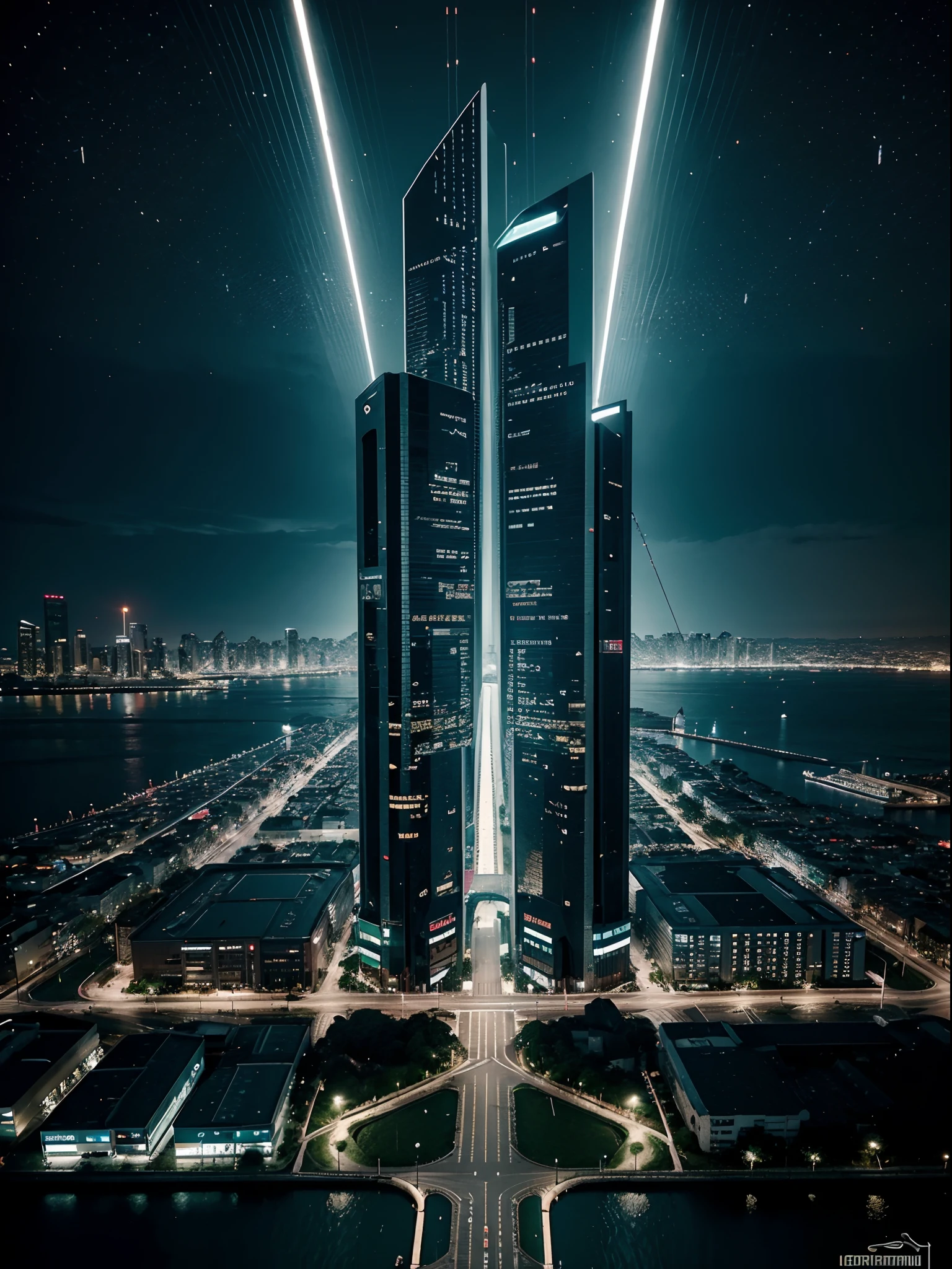 cidade formada por microchips,Estilo cyberpunk,brilhante,landscape