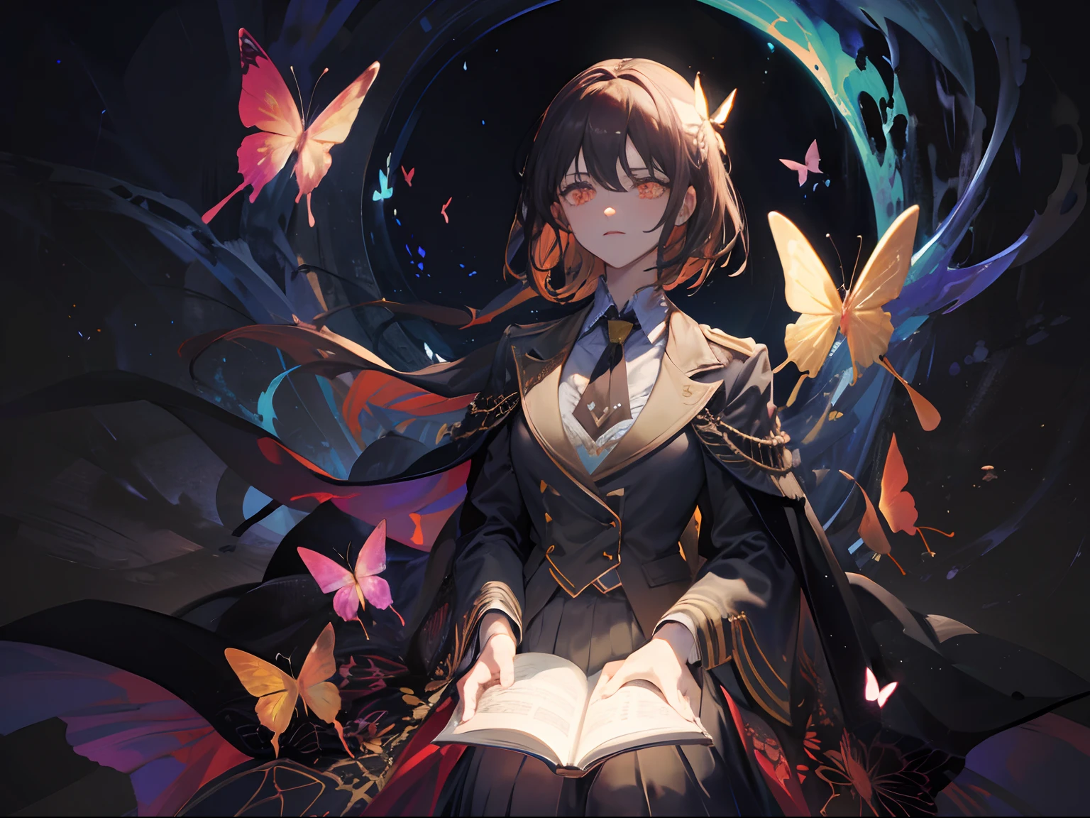 masterpiece, (dark:1.4), butterfly, magical academy,