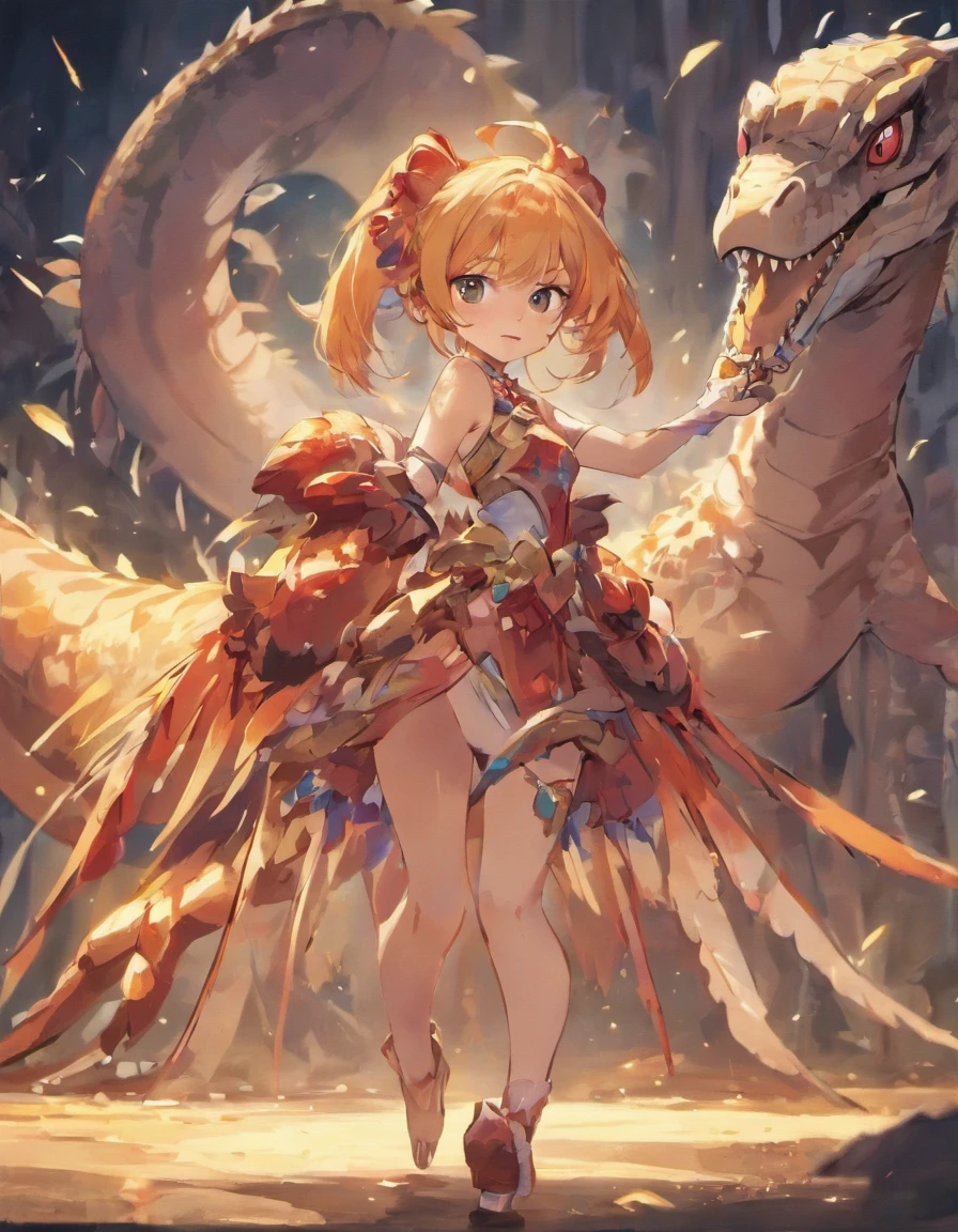 Girl with a dinosaur tail and claws, not to mention feathers and scales, but in small quantities