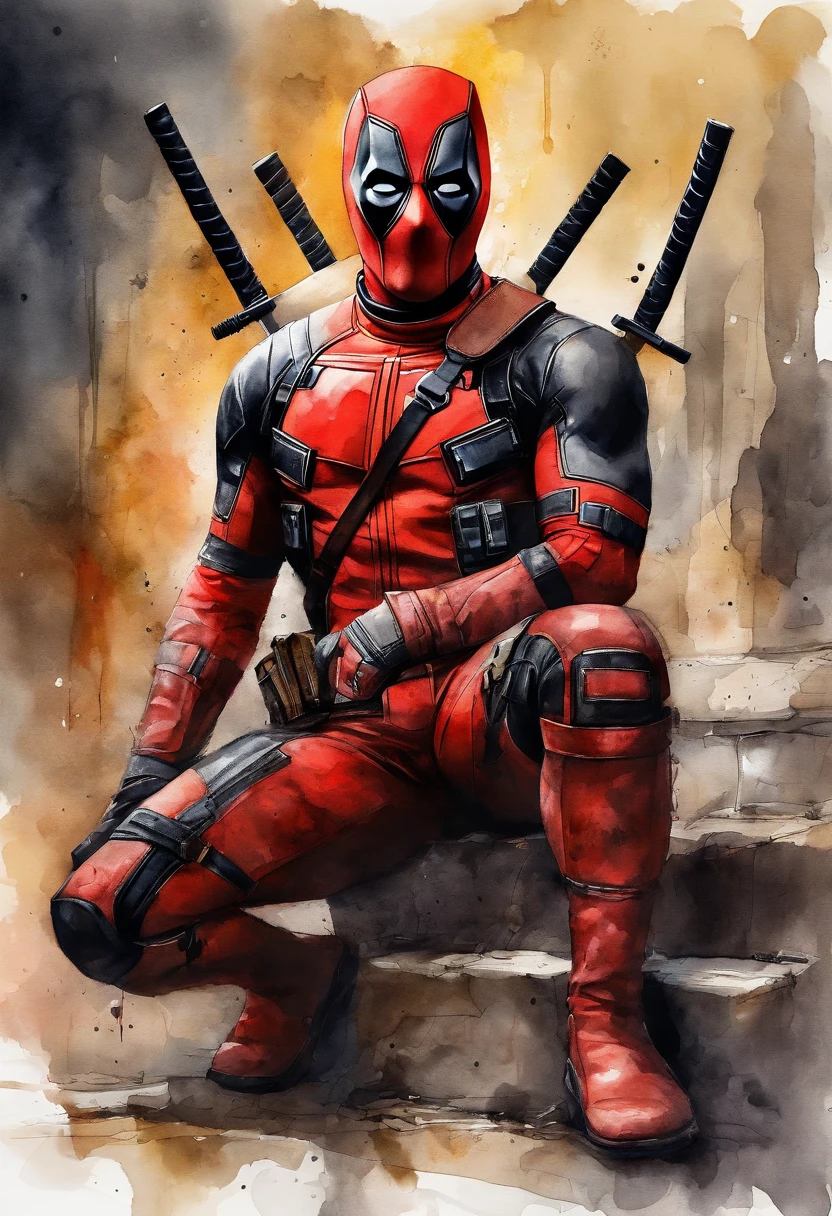 foto do dead pool da Marvel do lado de fora da cidade 17, chuvoso, rtx, octano, irreal