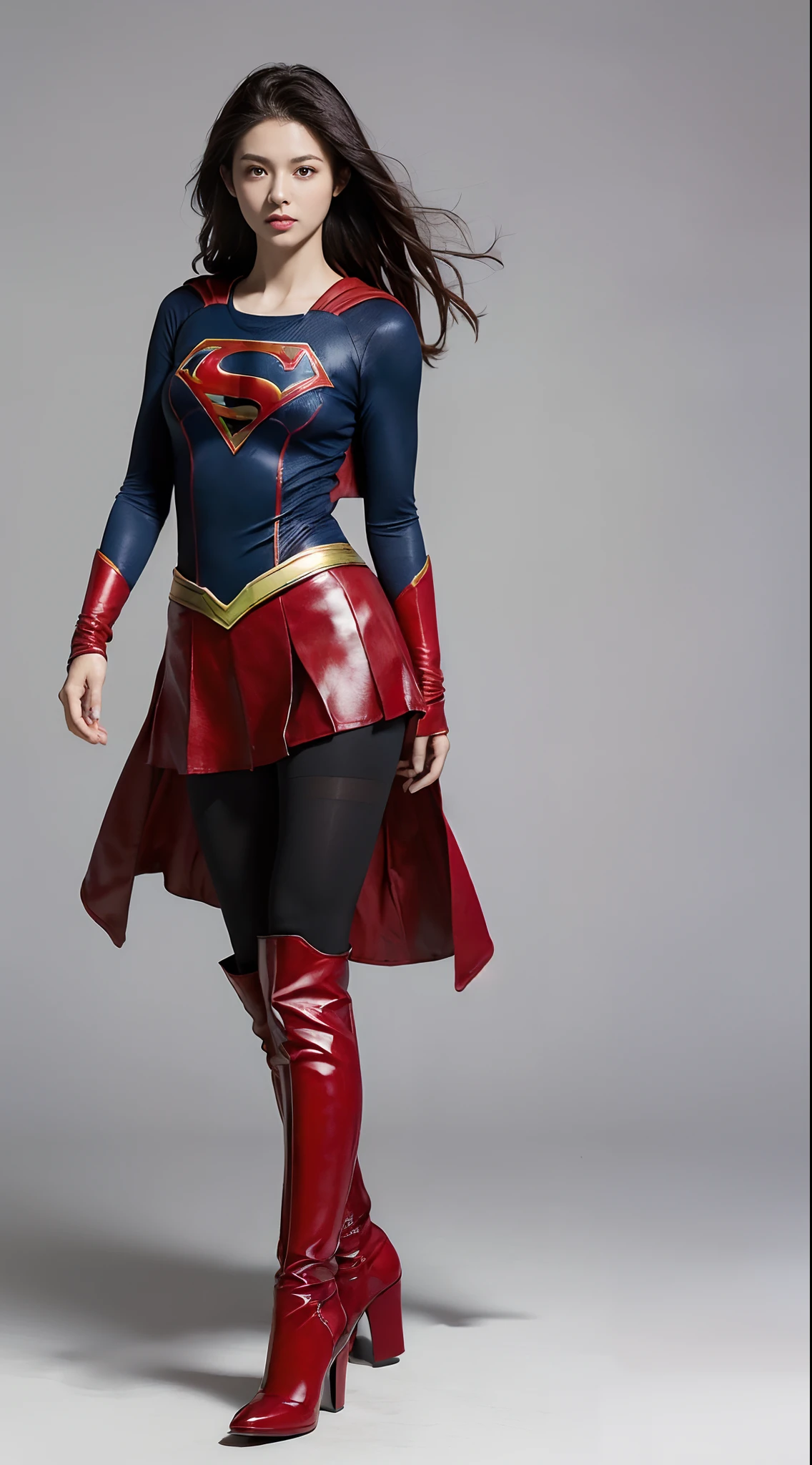 Beautiful girl fighting、japanes、Cute Beautiful Girl、(((Wear black tights on your beautiful legs.)))、(((beauty legs)))、(((Painful look)))、((((Make the most of the original image)))、(((Supergirl Costume)))、(((beautiful hairl)))、(((Injured)))、(((Feet must necessarily be worn with black tights)))、(((You need to wear red boots)))、((Top image quality、8K))、((top-quality、8K、​masterpiece:1.3))、(((Keep your background simple)))、Crisp focus:1.2、Beautiful woman with perfect body shape:1.4、Slender Abs:1.2、a wet body:1.5、Highly detailed facial and skin texture、8K、Keep your background simple