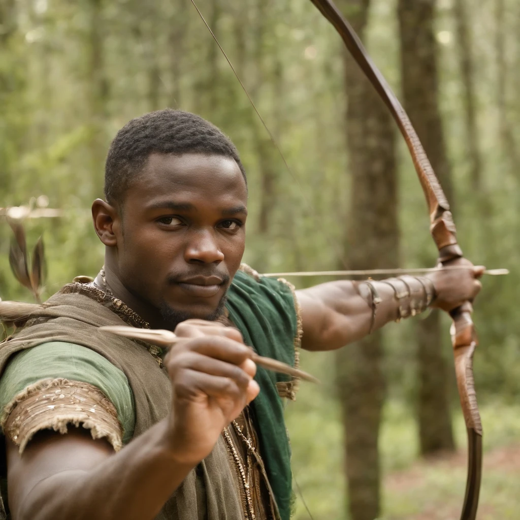 Oxossi , Homem , Guerreiro africano , com roupa verde e um cocar de penas, Orisha of the forest that has over its domain the bow and arrow, com luz brilhante, Mshiff, Arte do papel de parede, papel de parede uhd