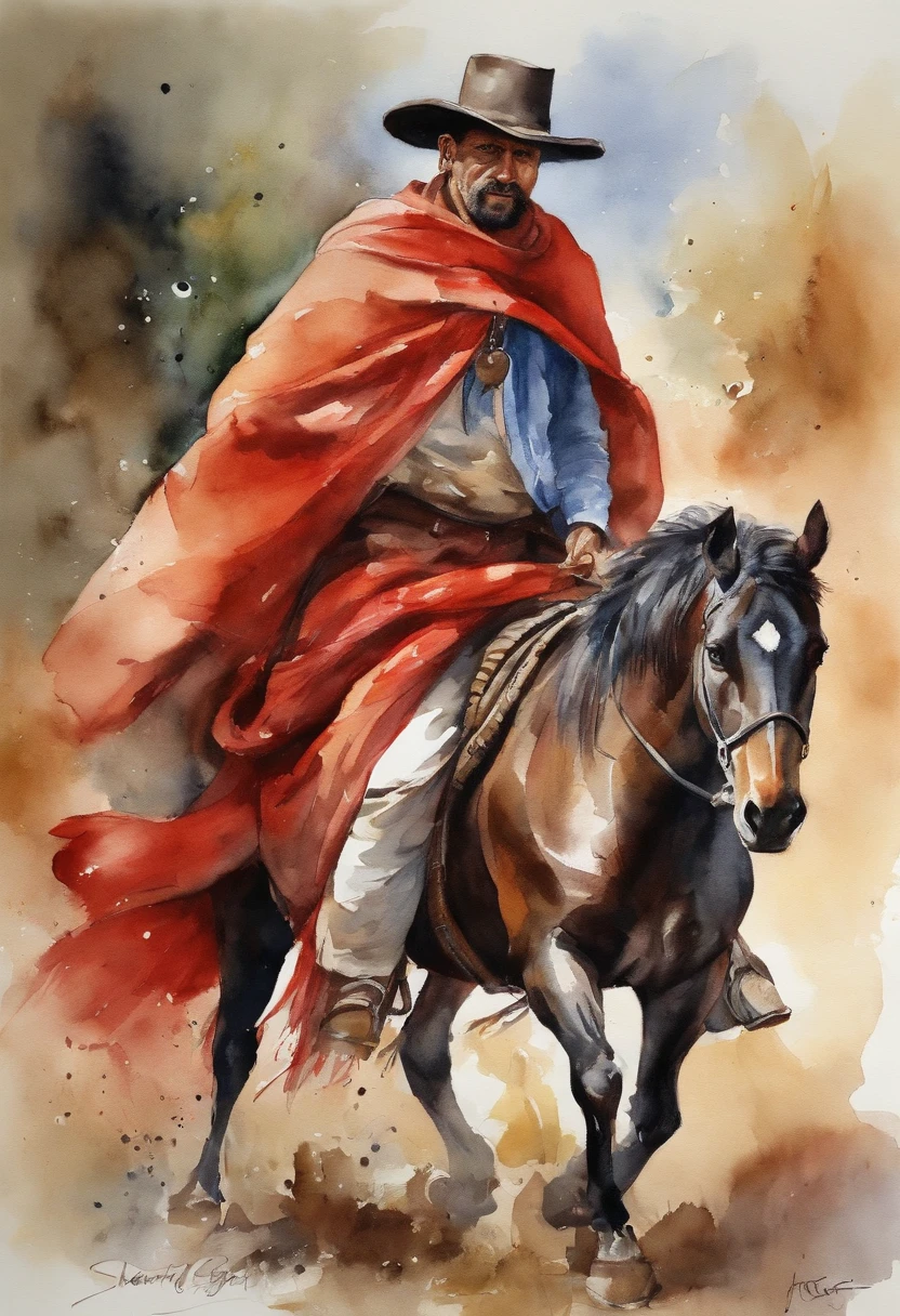 brasileiro, nativo gaucho, Hook, velho , Wide pants , cinta larga, bota de couro, espada, Red scarf with knot,
