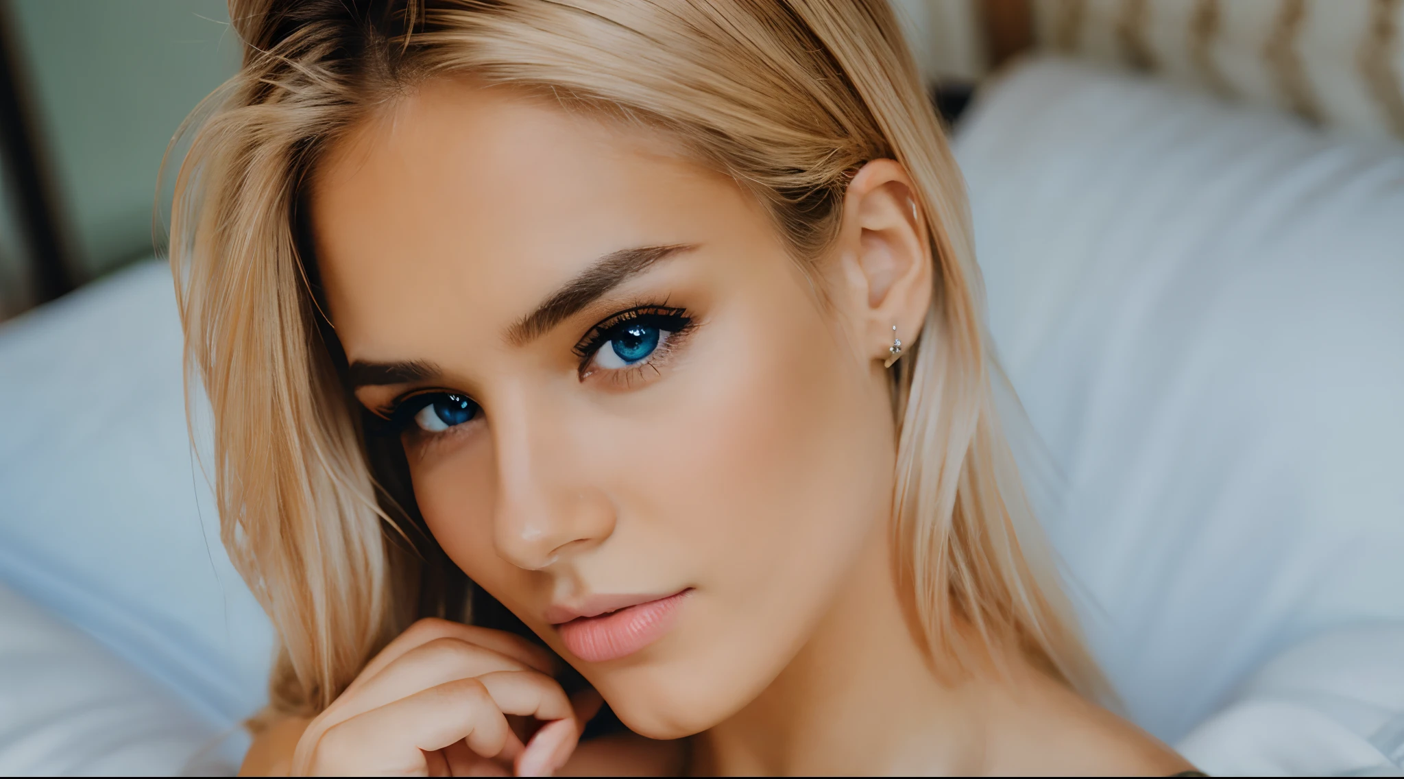 Chica rubia ojos azules