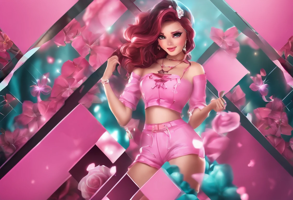 Banner para youtube, fundo rosa , free fire , roblox , escrito menina gamer