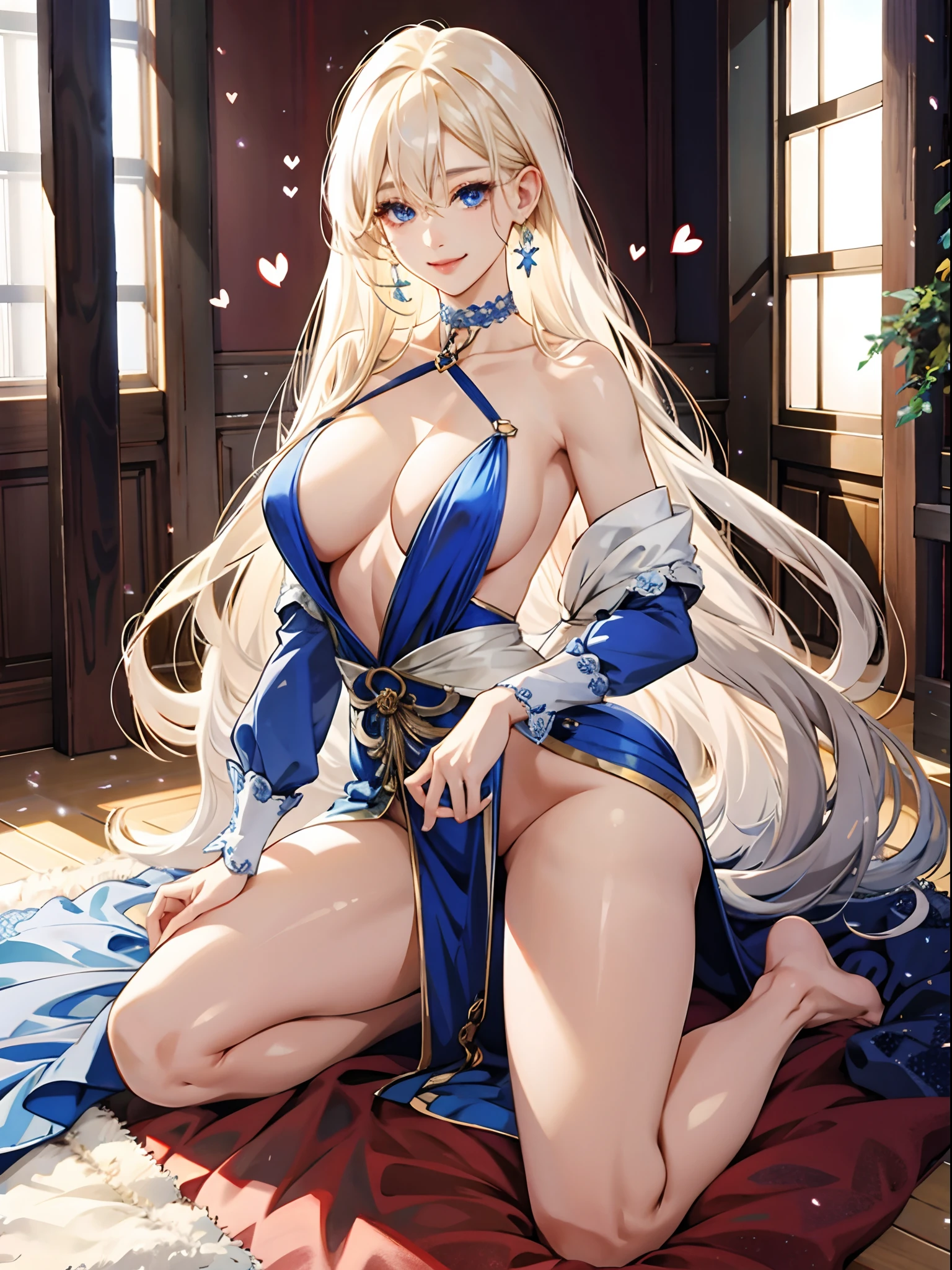 top-quality、Realistic、bule、Noble daughter、A chain extends from the choker on the neck、Clothes with an open back、large full breasts、Super huge、big eye、long lashes、Long upper eyelashes、Eyelashes of the same color as the hair、voluminous eyelashes、Platinum Blonde Hair、Voluminous long hair、cute little、Extraordinary beauty、shining white skin、thighs thighs thighs thighs、thin arm、thin-waist、Big ass、Sensational poses、full body Esbian、Kamimei、Revealing costumes、submissive look、A smile、Flushed cheeks、Room with no lights、Sunlight shining through gaps、Lie on your back on the floor、getting on all fours、Eyes are hearts、Stick your ass out here、Not wearing pants、Tremendously large breasts