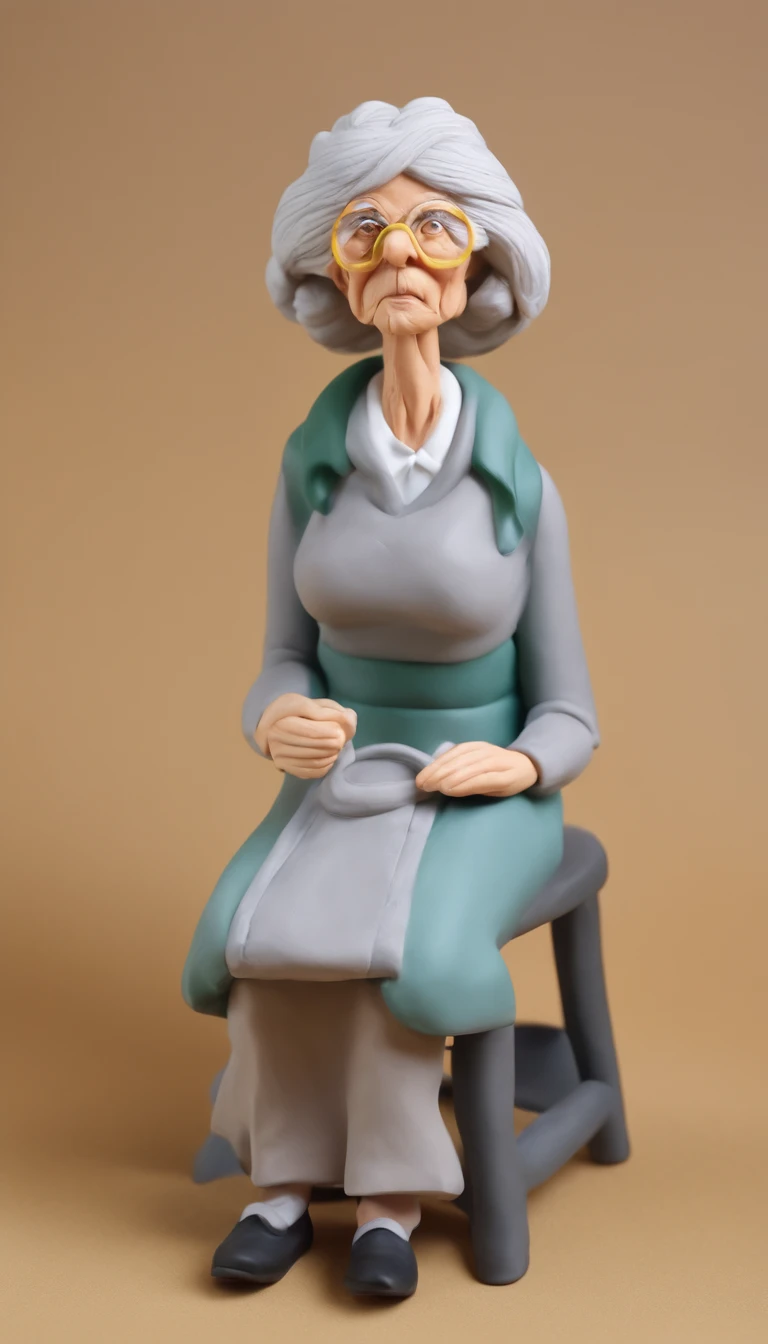 (Old lady:1.4), with gray long hair, strict face, house wife, aunt look.