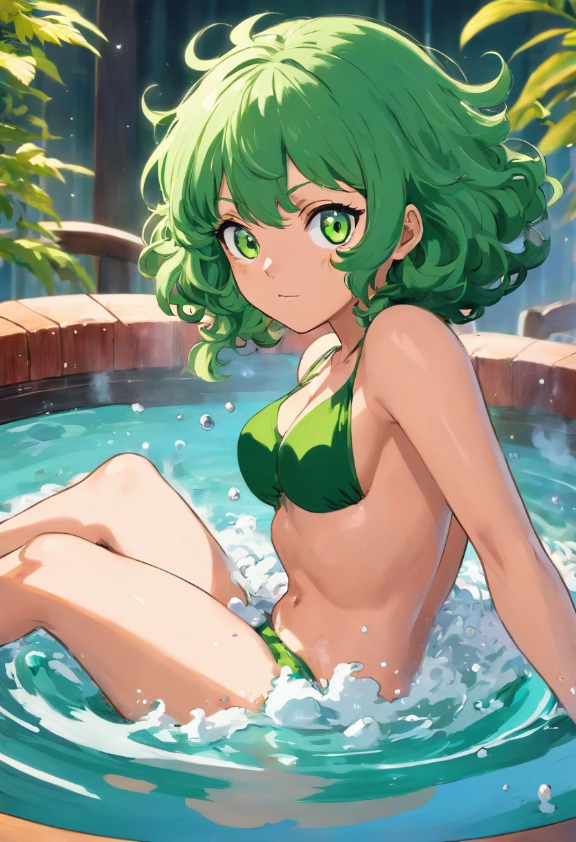 Tatsumaki from One punch man havin a batch in a hottub.