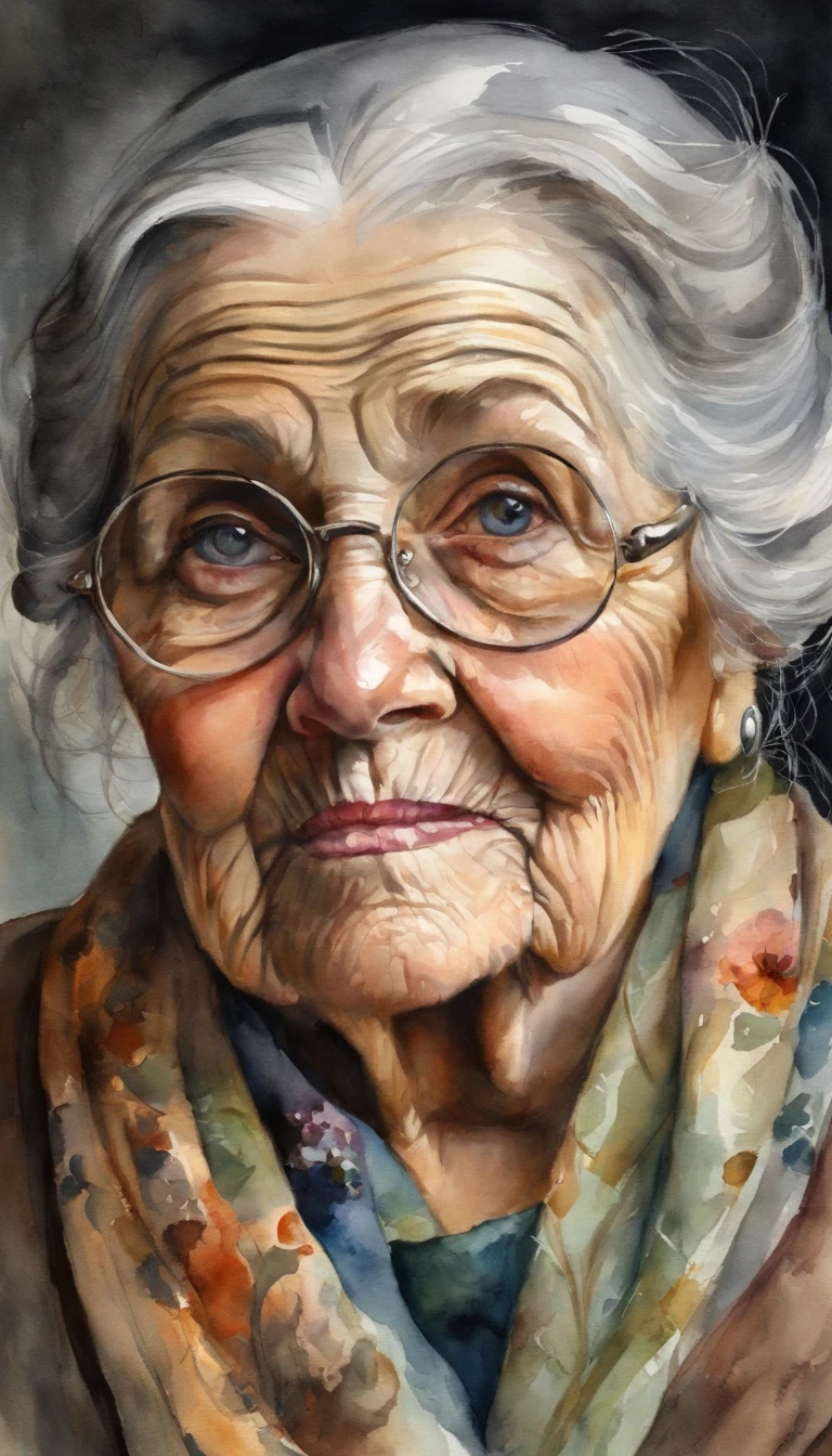 (Old lady:1.4), with gray long hair, strict face, house wife, aunt look.