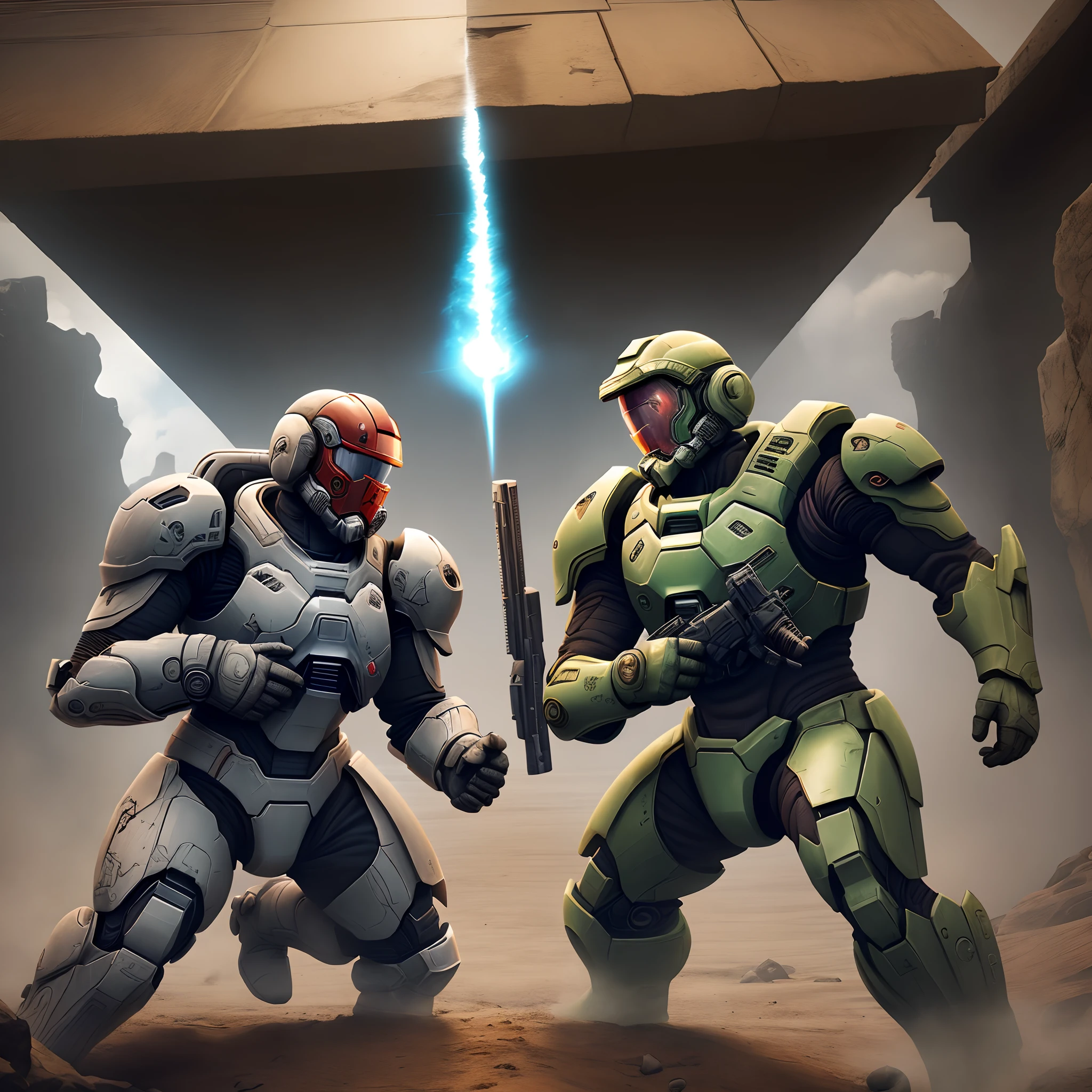 Master Chief versus Doom Slayer versus kratos