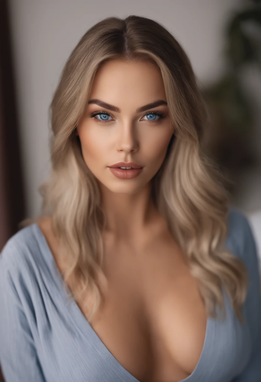 arafed woman fully , sexy girl with blue eyes, ultra realistic, meticulously detailed, portrait sophie mudd, Portrait Mikayla Demaiter, Portrait de Corinna Kopf blonde hair and sexy eyes, selfie of a young woman, bedroom eyes, violet myers, without makeup, natural makeup, looking directly at the camera, face with artgram, subtle makeup, stunning full body shot kneeling on bed, in bedroom, medium to large size bust