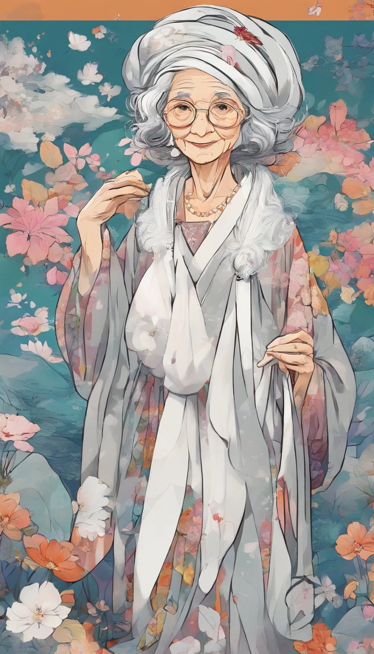 (Old lady:1.4), with gray long hair, strict face, house wife, aunt look.