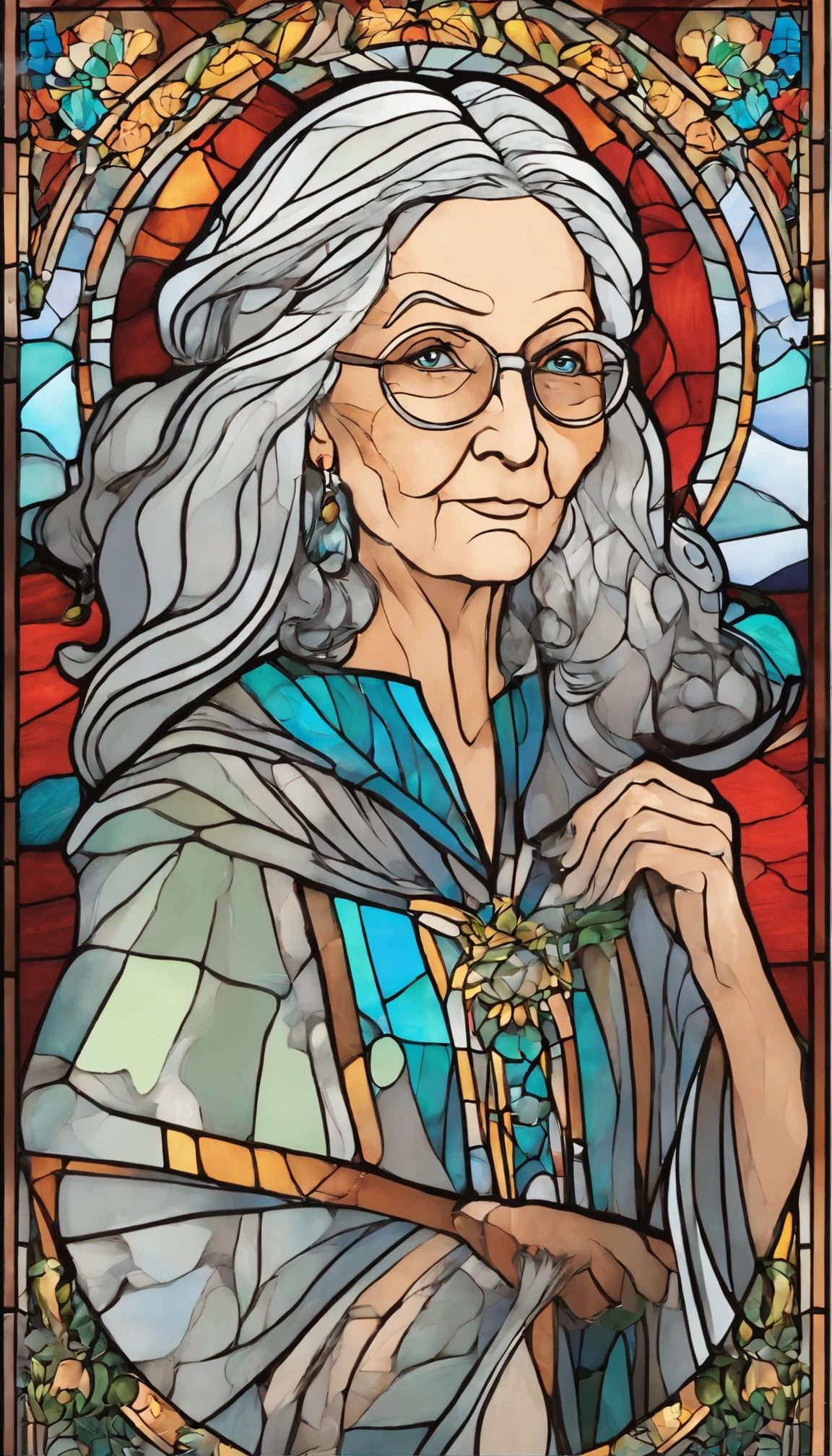 (Old lady:1.4), with gray long hair, strict face, house wife, aunt look.