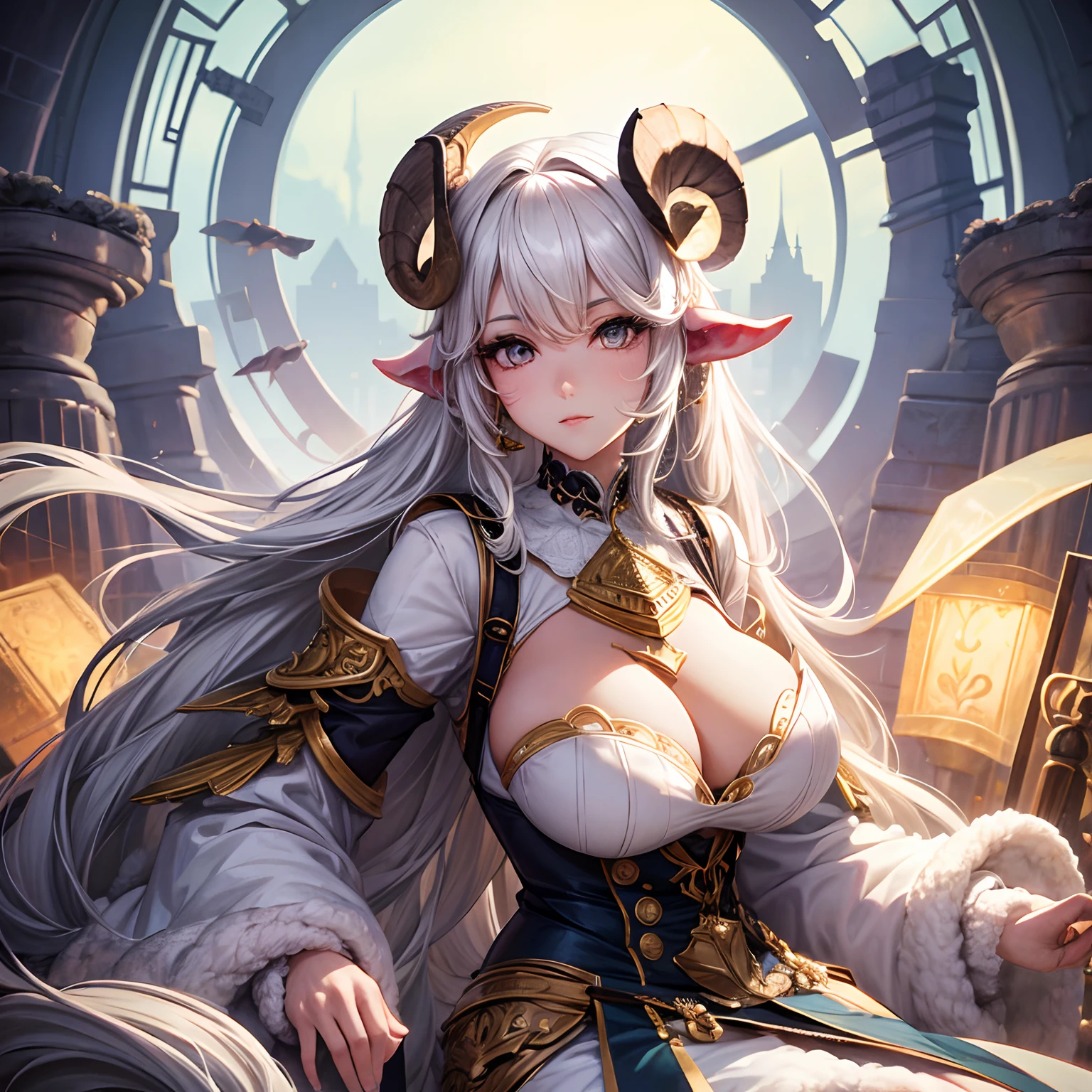 Sheep anthropomorphic beauty big illustration