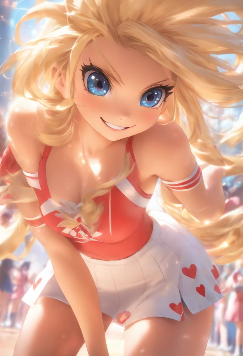 top-quality、Realistic、bule、cheerleaders、large full breasts、Super huge、big eye、long lashes、Long upper eyelashes、voluminous eyelashes、Platinum Blonde Hair、Voluminous long hair、cute little、Extraordinary beauty、shining white skin、thighs thighs thighs thighs、thin arm、thin-waist、Big ass、Sensational poses、full body Esbian、Kamimei、Revealing costumes、submissive look、A smile、Flushed cheeks、Room with no lights、Sunlight shining through gaps、Eyes are hearts、Not wearing pants、Tremendously large breasts、Very short skirt