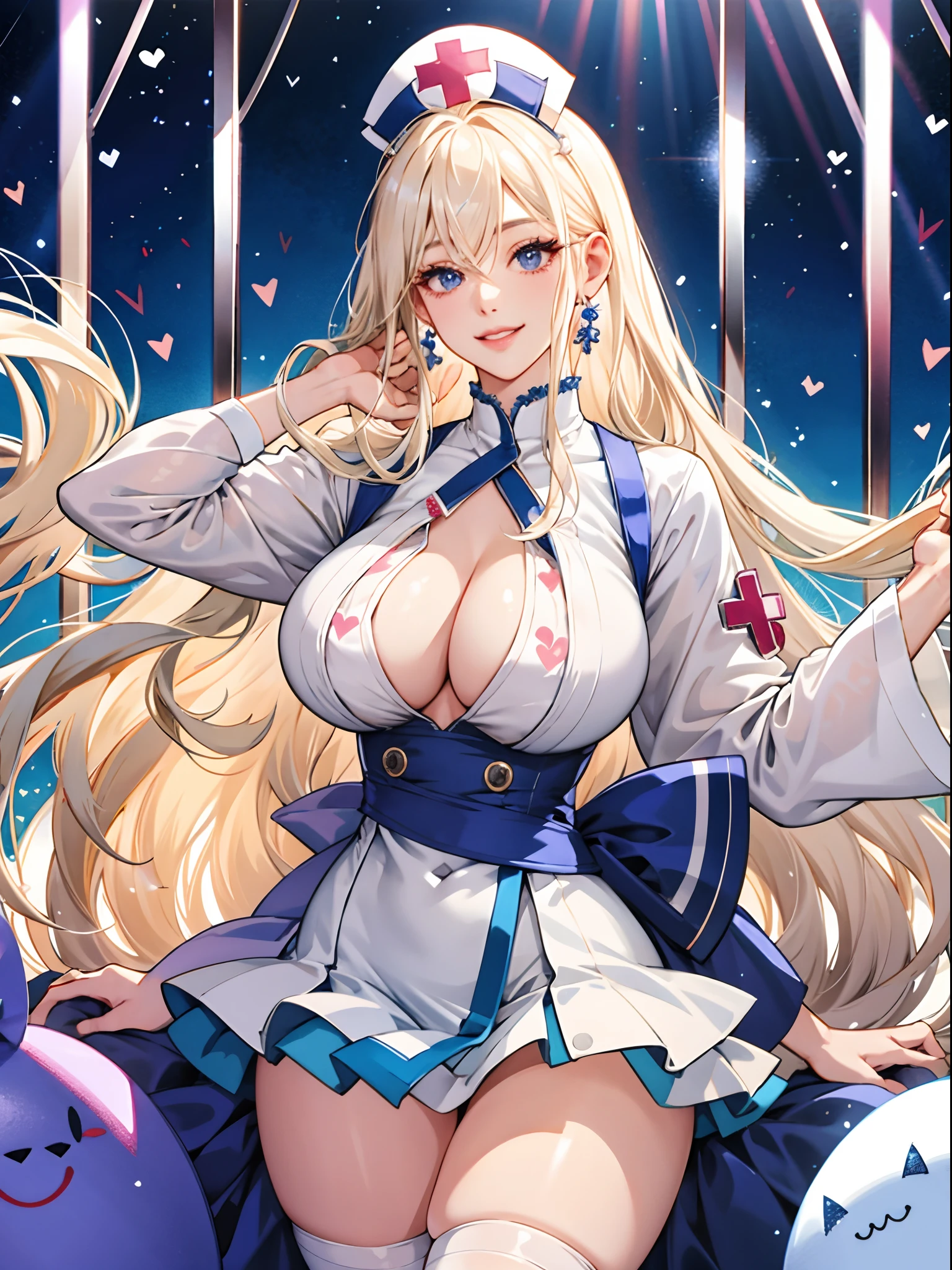 top-quality、Realistic、bule、Nurse、large full breasts、Super huge、big eye、long lashes、Long upper eyelashes、voluminous eyelashes、Platinum Blonde Hair、Voluminous long hair、cute little、Extraordinary beauty、shining white skin、thighs thighs thighs thighs、thin arm、thin-waist、Big ass、Sensational poses、full body Esbian、Kamimei、Revealing costumes、submissive look、A smile、Flushed cheeks、Room with no lights、Sunlight shining through gaps、Eyes are hearts、Not wearing pants、Tremendously large breasts、Very short skirt、With children