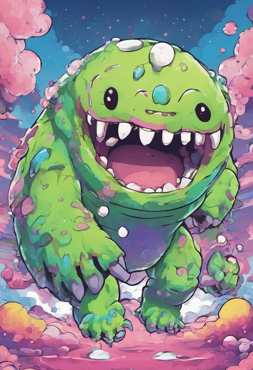A cute little slime turning into a muscular monster