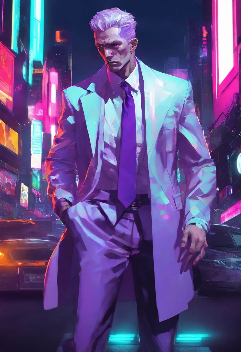 ((Skinny, lanky, normal, mid-30s, unshaven, white, ((American, pale skin, english)), male, businessman wearing a basic suit and tie, nose ring, tired, unhappy)), cowboy shot, (black short shaggy hair with purple highlights), ((sitting in their house)), (highly detailed photo realistic), sharp focus, ultra high quality, vibrant, masterpiece, (cinematic lighting), ((male))