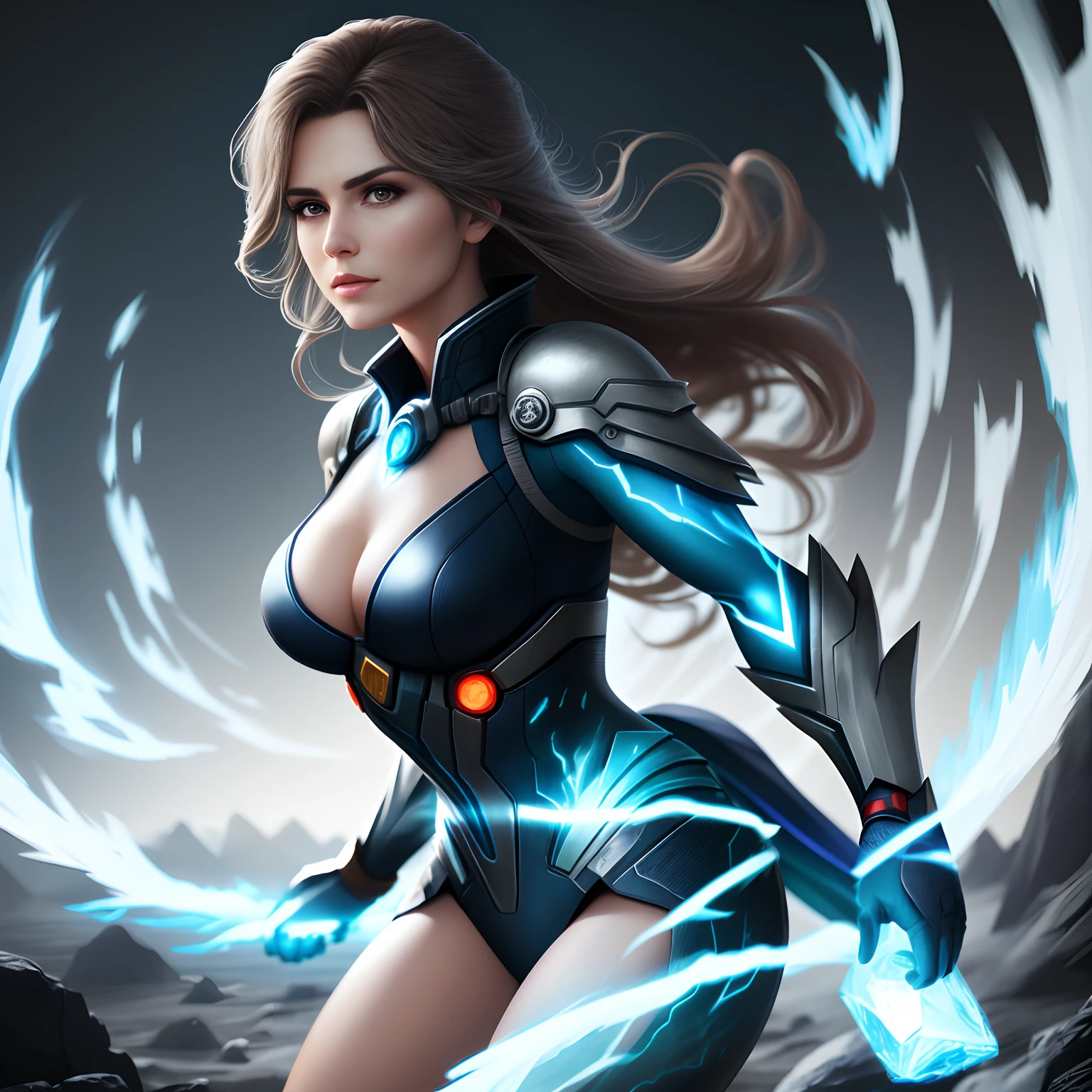 Beautiful woman with realistic elemental powers 8k
