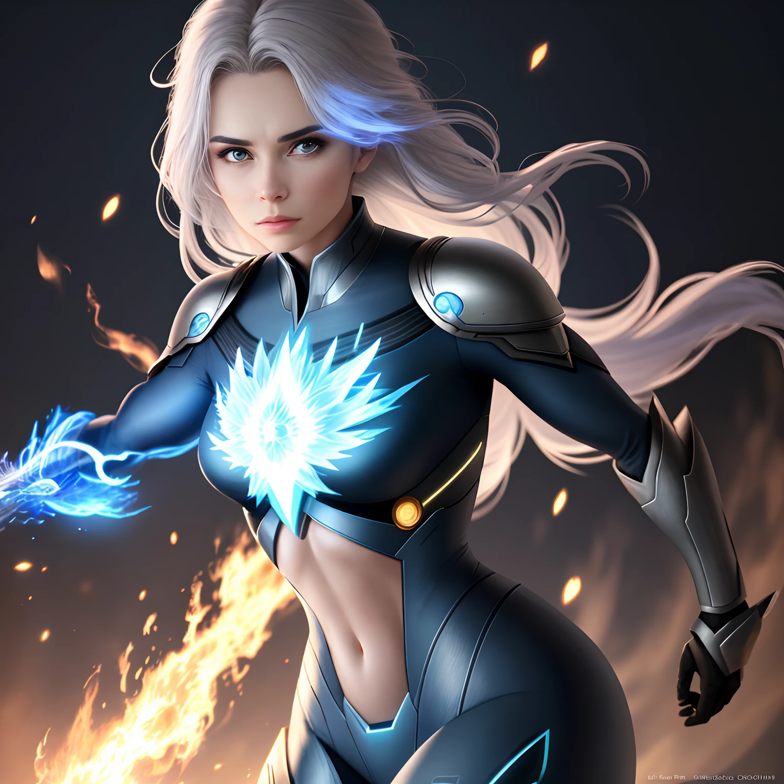 Beautiful woman with realistic elemental powers 8k