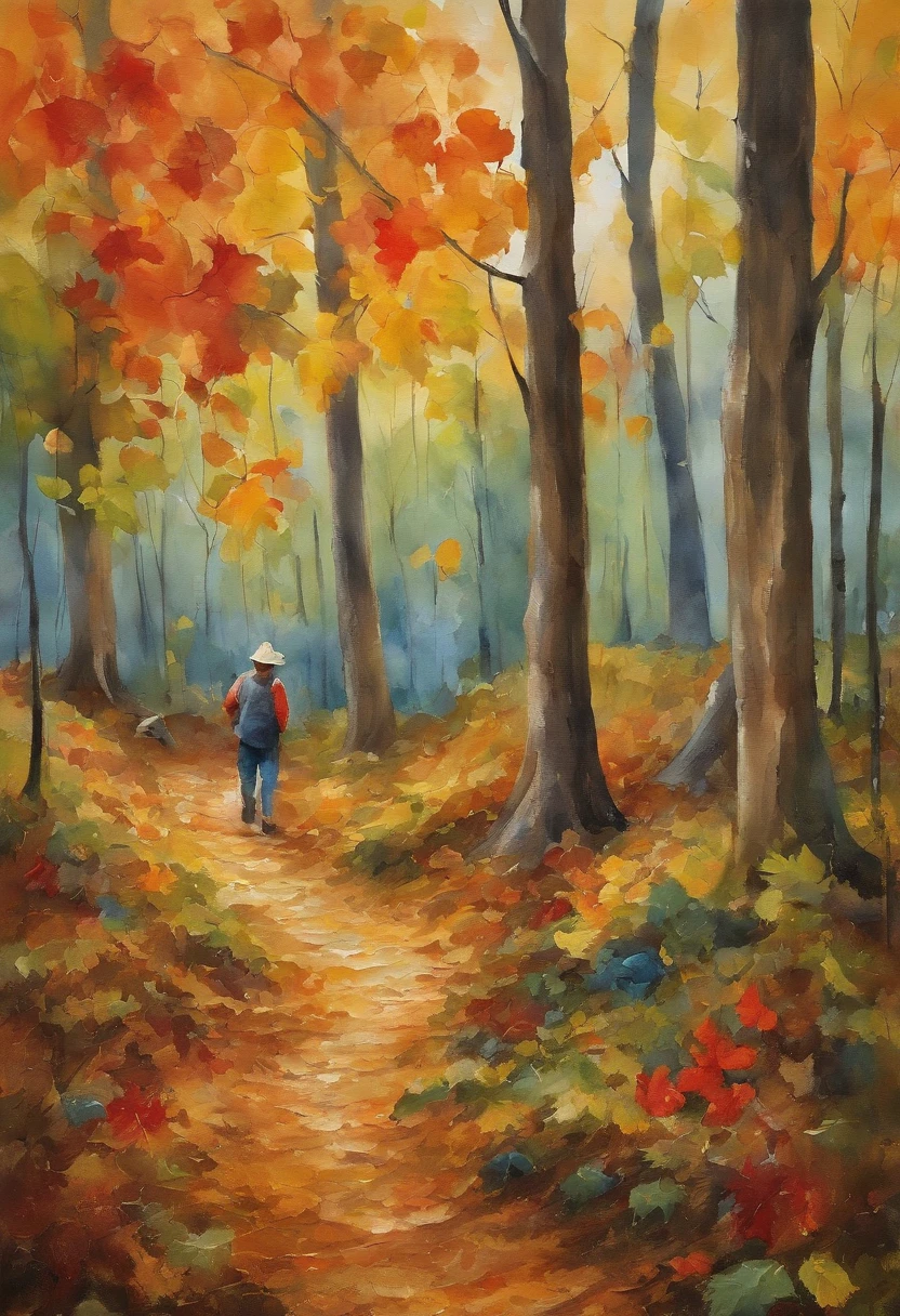 Enquanto exploram a floresta perto do parque, imagine Lisa and Tom walking hand in hand, Your feet crunching over the dead leaves. The sun breaks the leaves of the trees, Creating patches of light that dance on the forest floor. Os dois amigos se abaixam para observar um grupo de insetos curiosos, com cores vibrantes, Weaving along a tree trunk. Eles pegam folhas em tons de outono e lisas, Seixos coloridos, Creating a natural treasure in your hands.