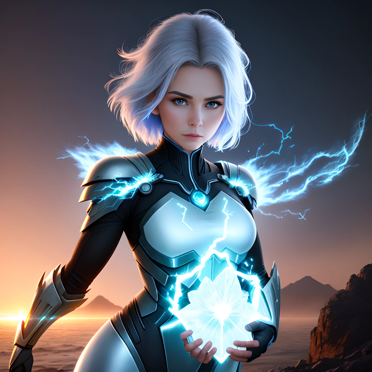 Beautiful woman with realistic elemental powers 8k