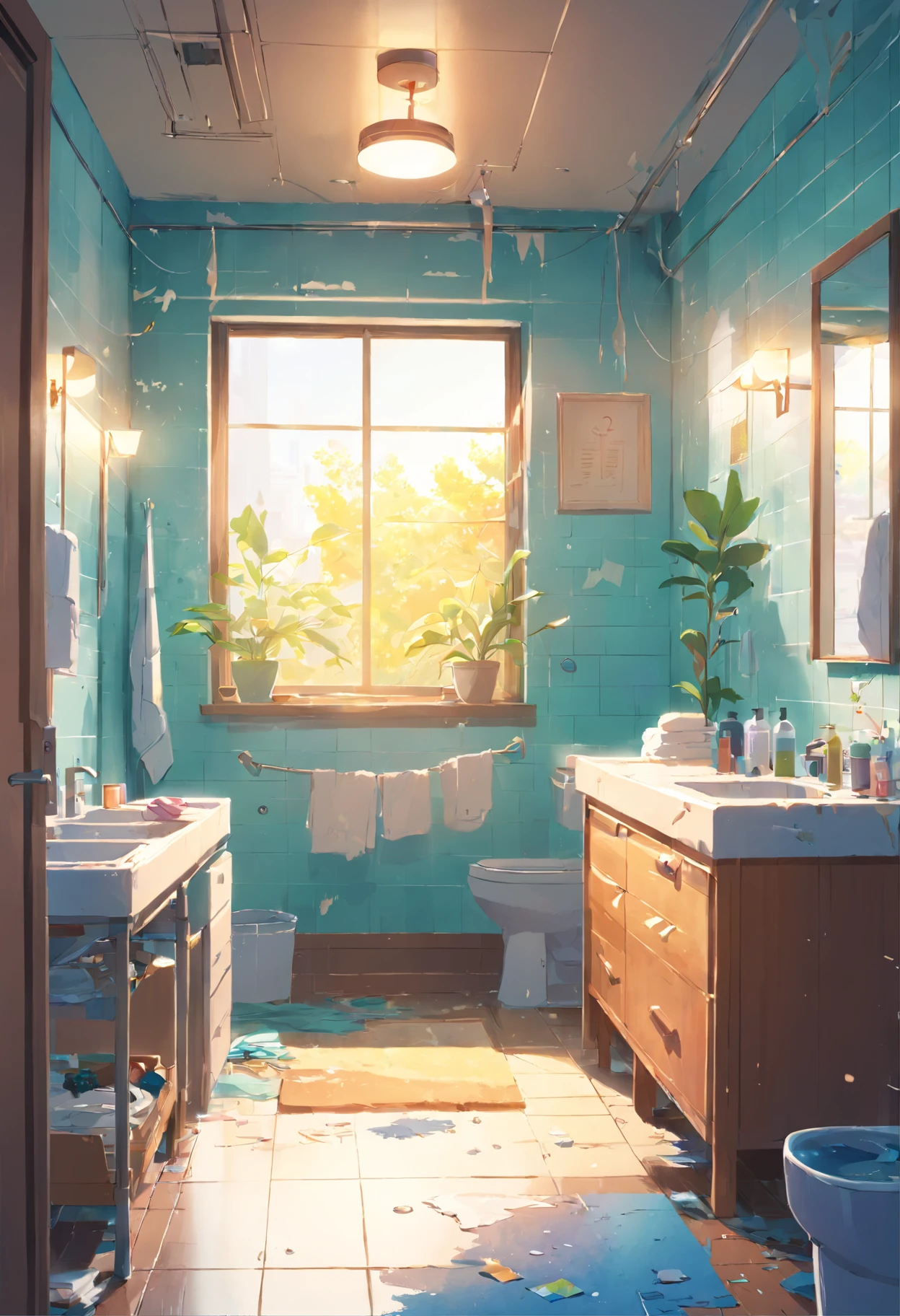Empty，Messy and messy bathroom