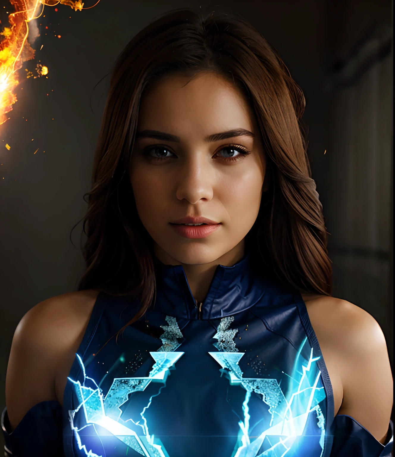 Beautiful woman with realistic elemental powers