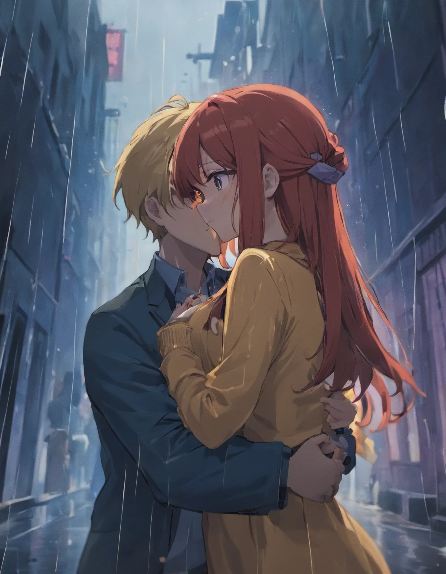 couple,under rain,arms in arms,hugs