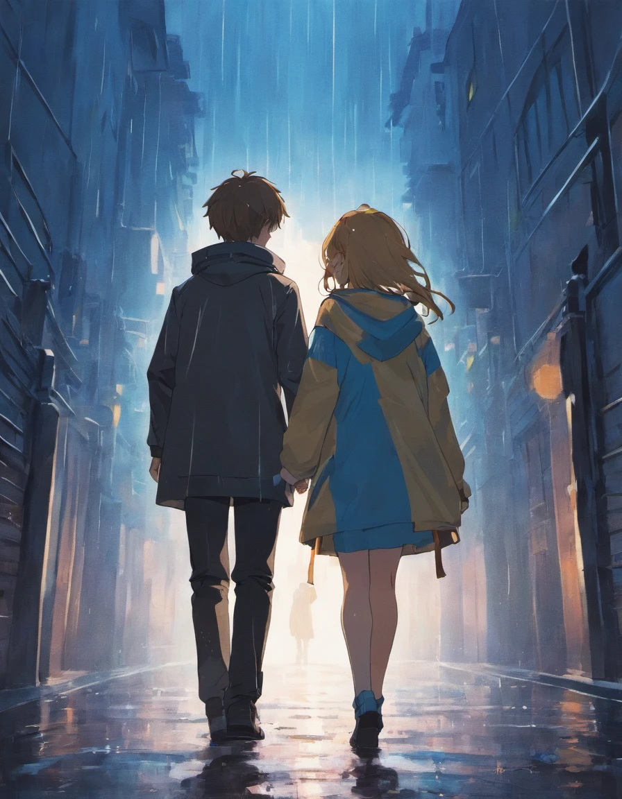 couple,under rain,Walk hand in hand