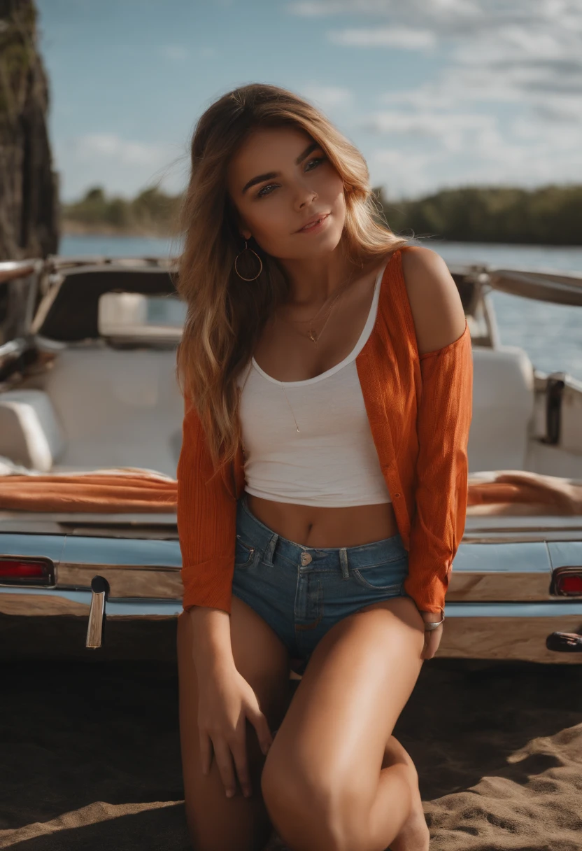 Sexy girl with petite body spreading her ass